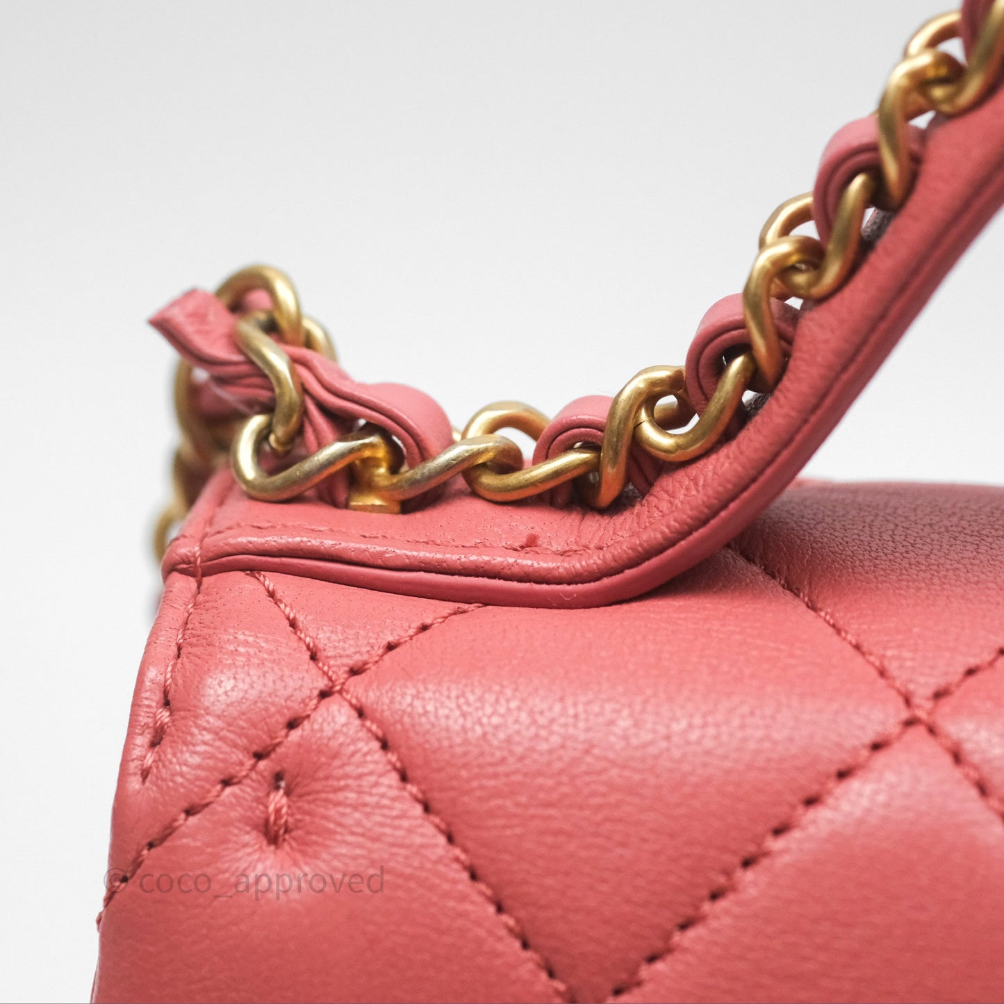 Chanel Quilted Small Chain Infinity Handle Bag Pink Lambskin Aged Gold Hardware
