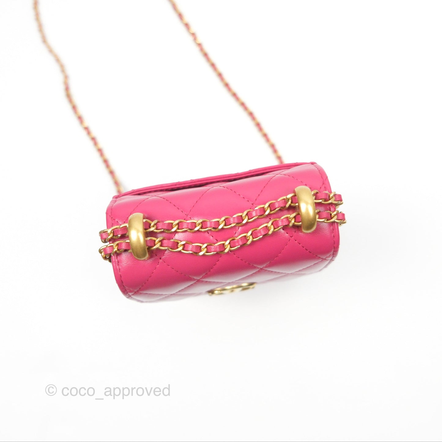 Chanel Quilted Perfect Fit Dark Pink Phone Holder Aged Gold Hardware