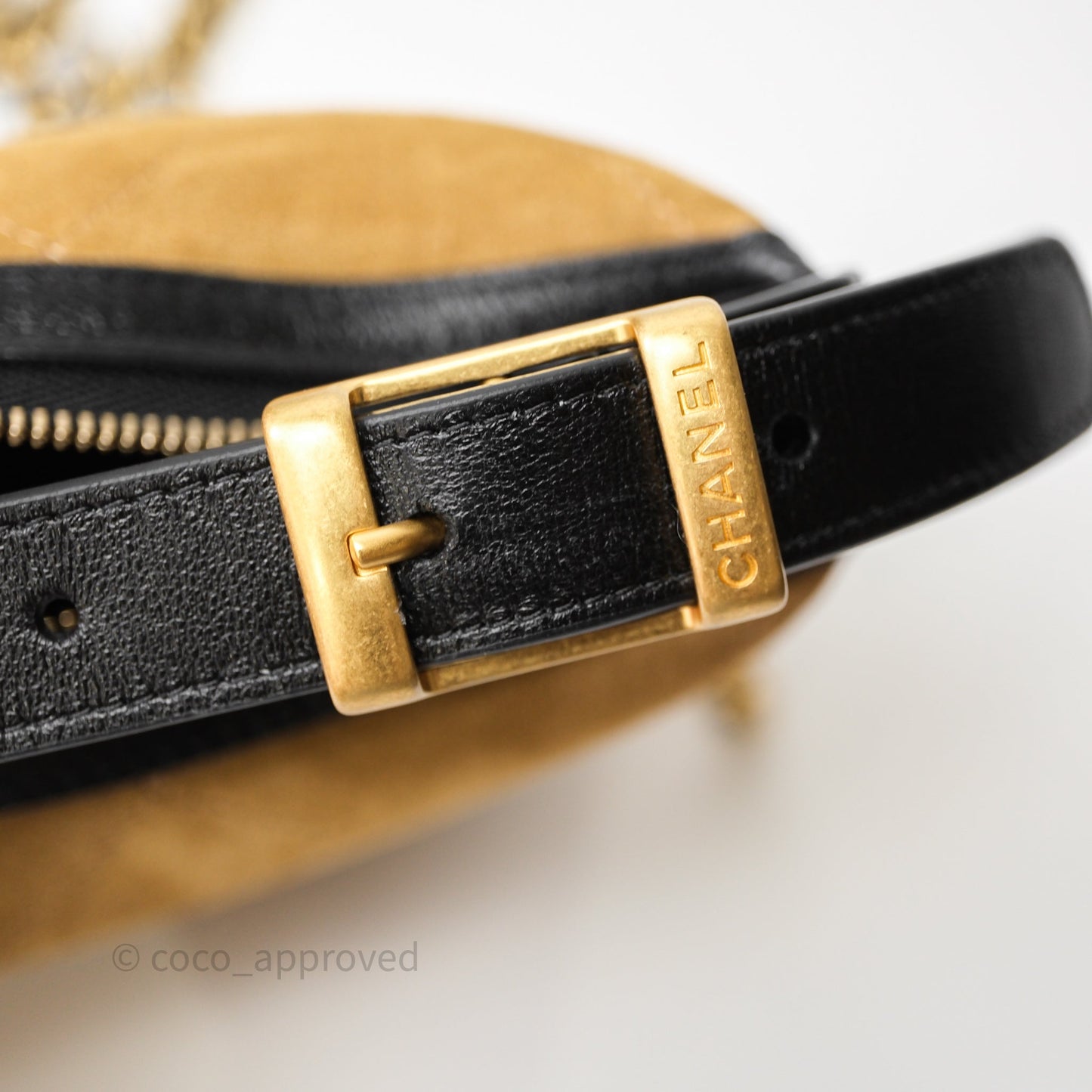 Chanel Hobo with Chain Brown Suede/ Black Calfskin Gold Hardware