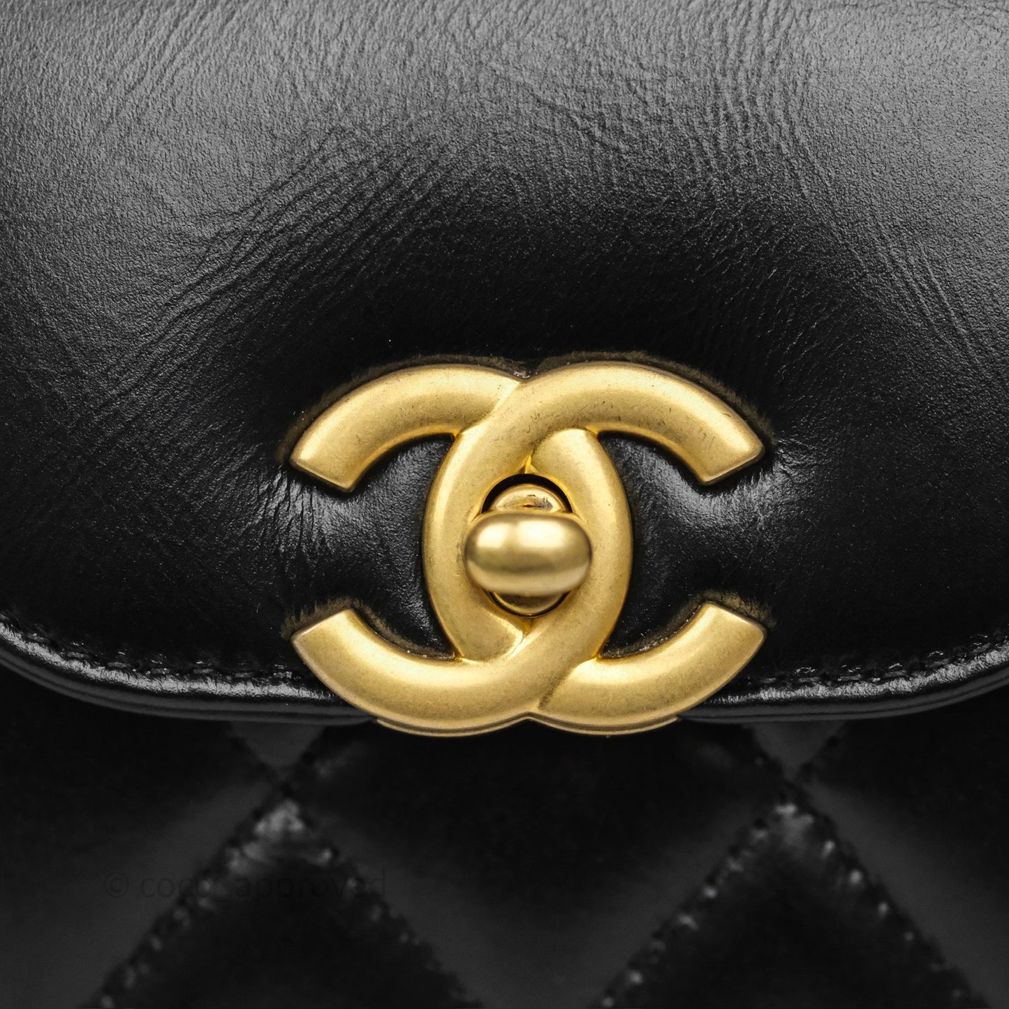 Chanel Kelly Bag Quilted Black Shiny Crumpled Calfskin Aged Gold Hardware