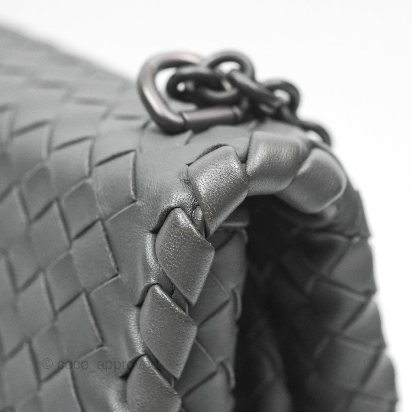 Bottega Veneta Small Nappa Intrecciato Olimpia Shoulder Bag Grey