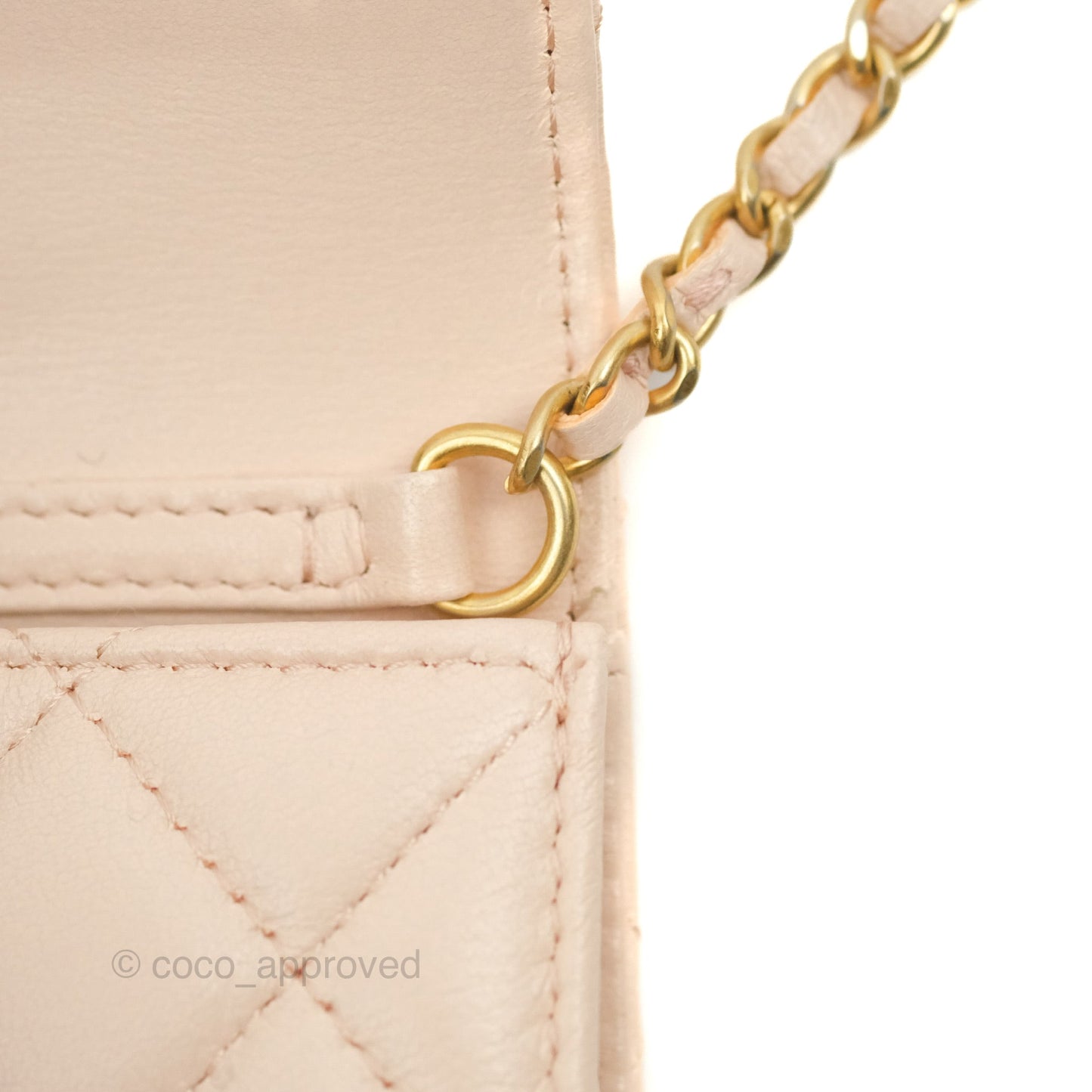Chanel Mini Pearl Crush Clutch With Chain Belt Rose Clair Pink Lambskin Aged Gold Hardware