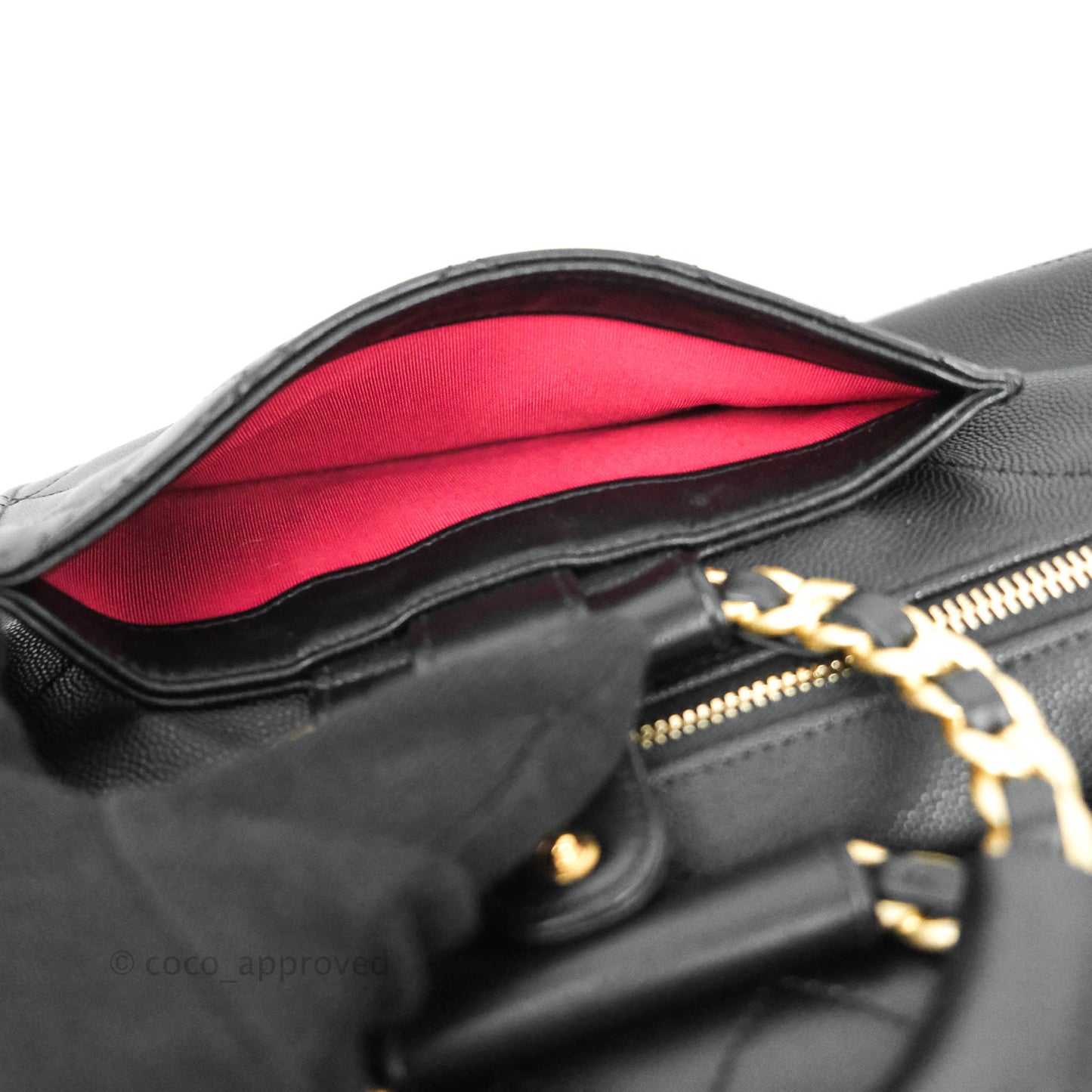 Chanel Large Circular Handle Bowling Bag Caviar Black Aged Gold Hardware