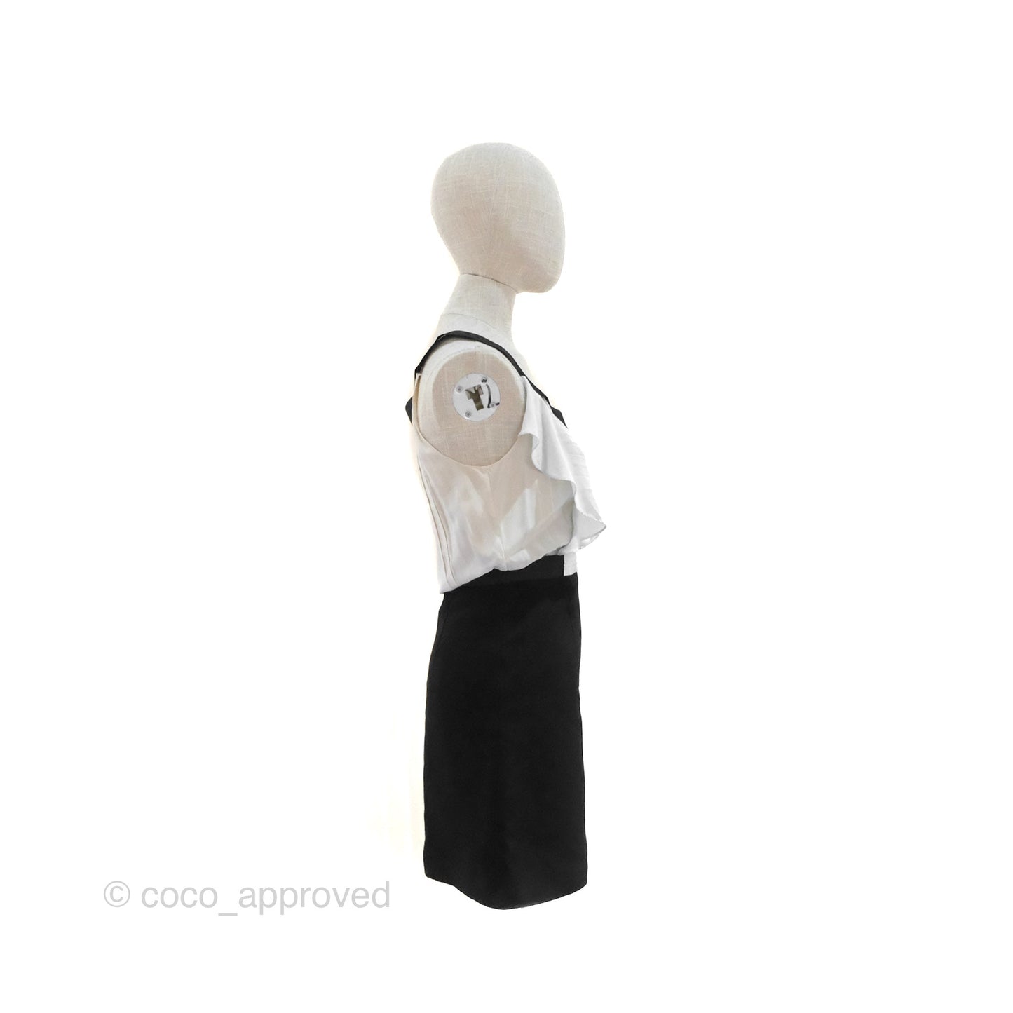 Miu Miu Sleeveless Ruffle Dress Black/ White