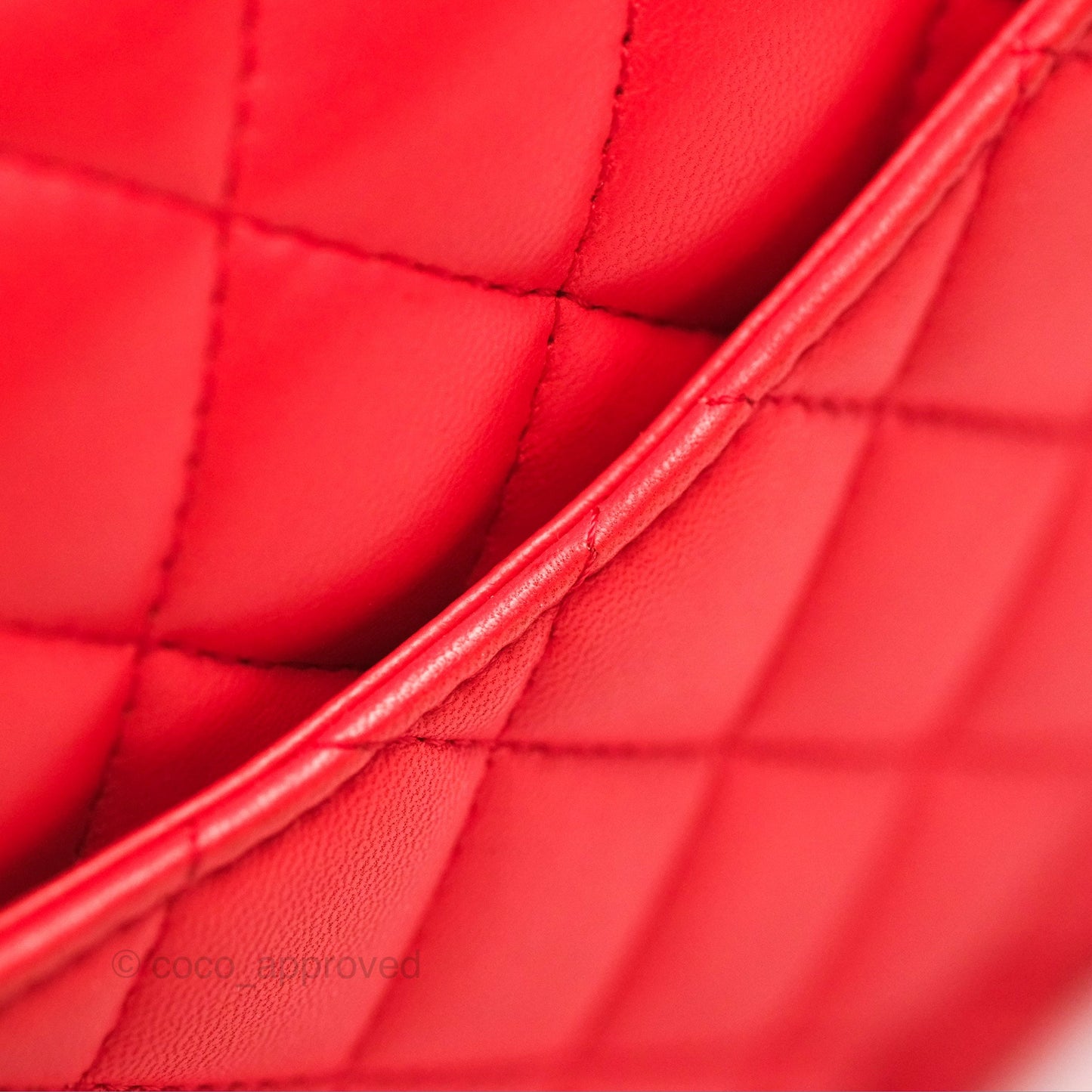 Chanel Classic M/L Medium Flap Quilted Red Lambskin Gold Hardware