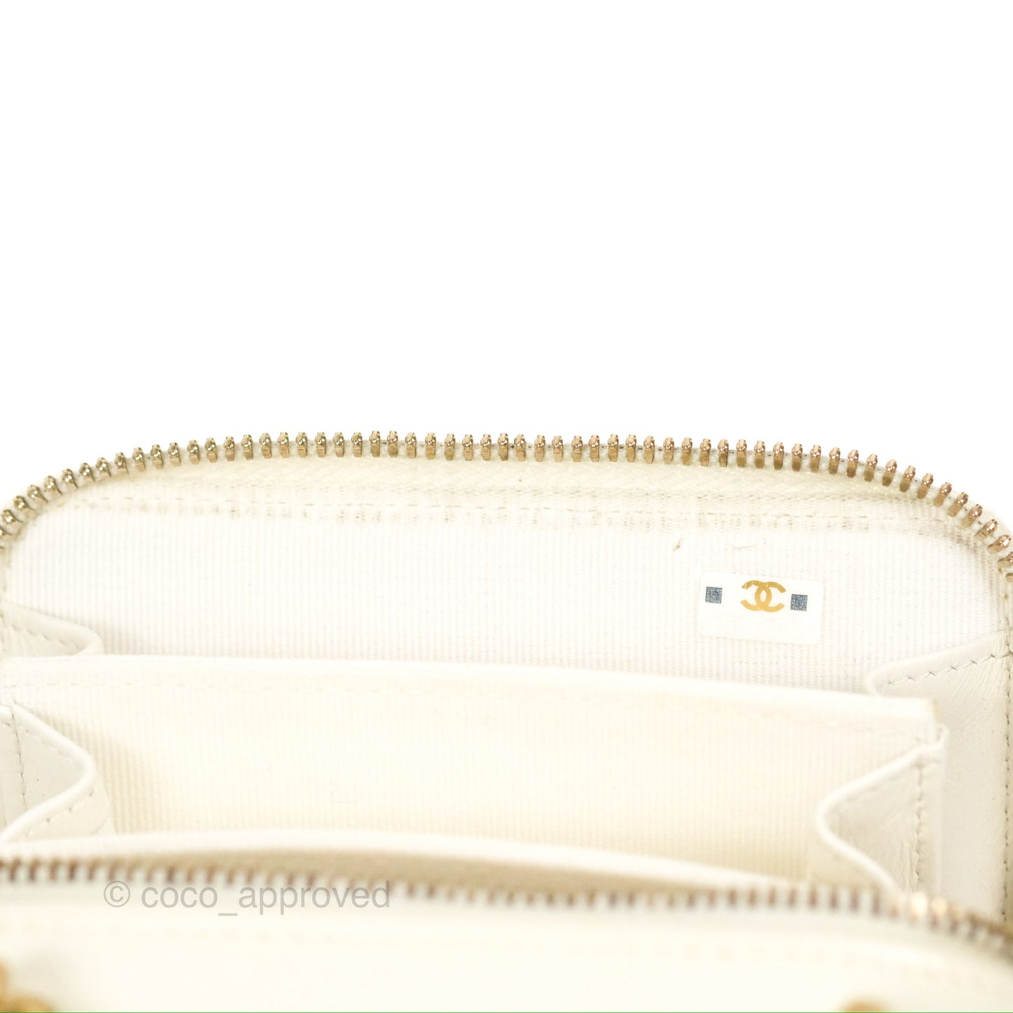 Chanel Mini Boy Clutch with Chain White Caviar Aged Gold Hardware