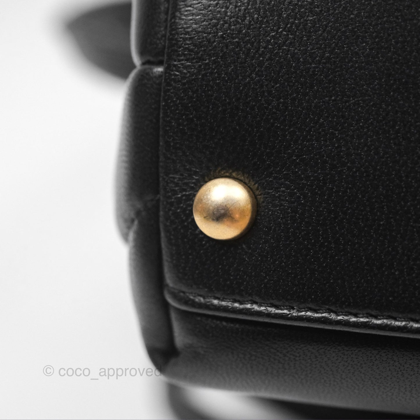 Chanel Small Quilted Bowling Bag Black Lambskin Aged Gold Hardware