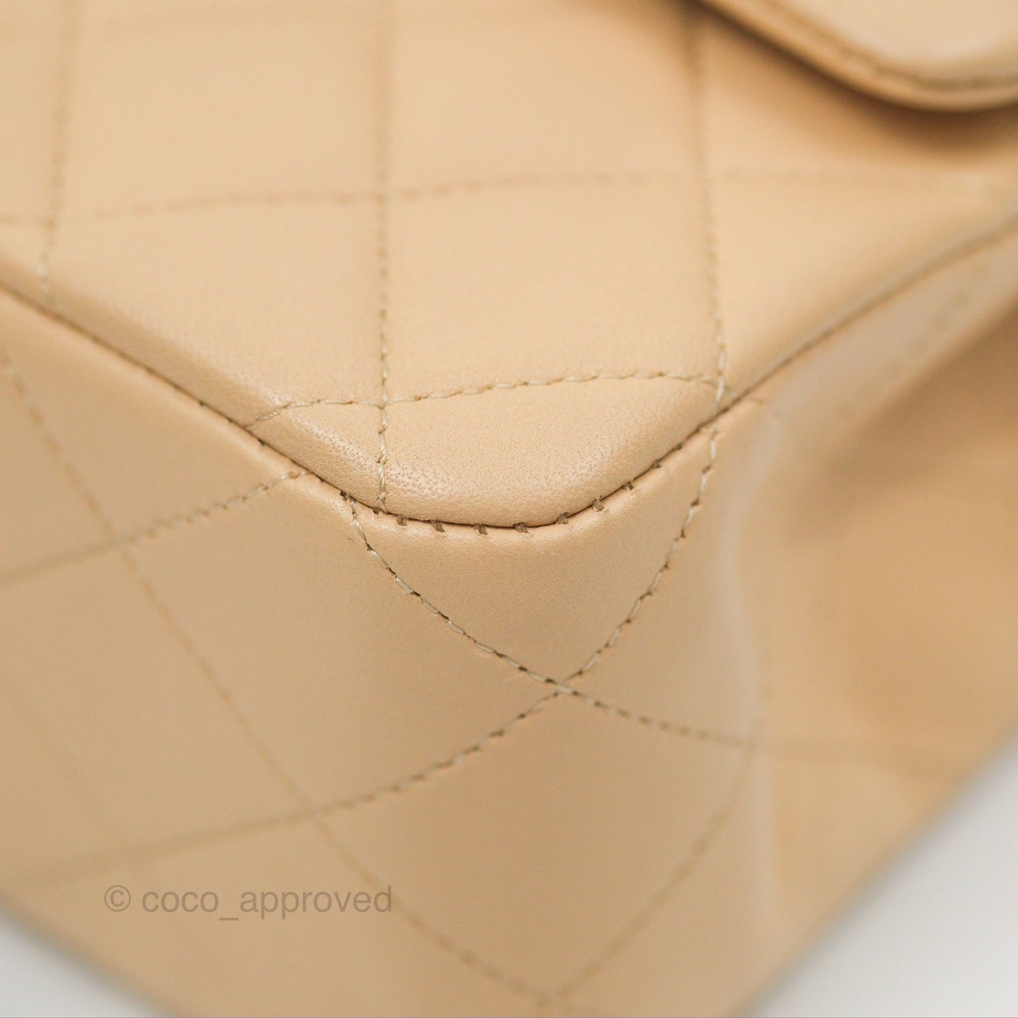 Chanel Classic M/L Medium Flap Quilted Beige Lambskin Silver Hardware
