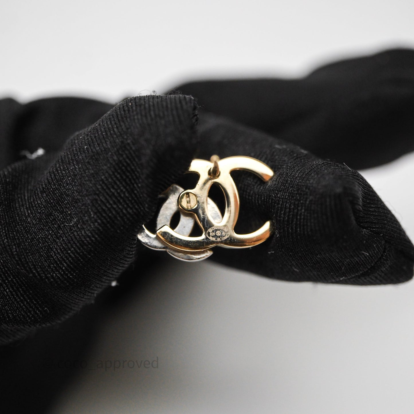 Chanel Double Crystal CC Earrings Silver & Gold Tone 21A