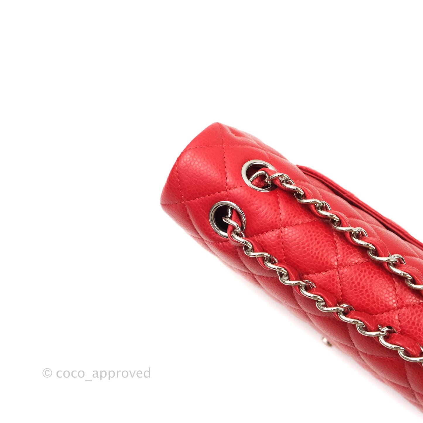 Chanel Classic M/L Medium Double Flap Red Caviar Silver Hardware