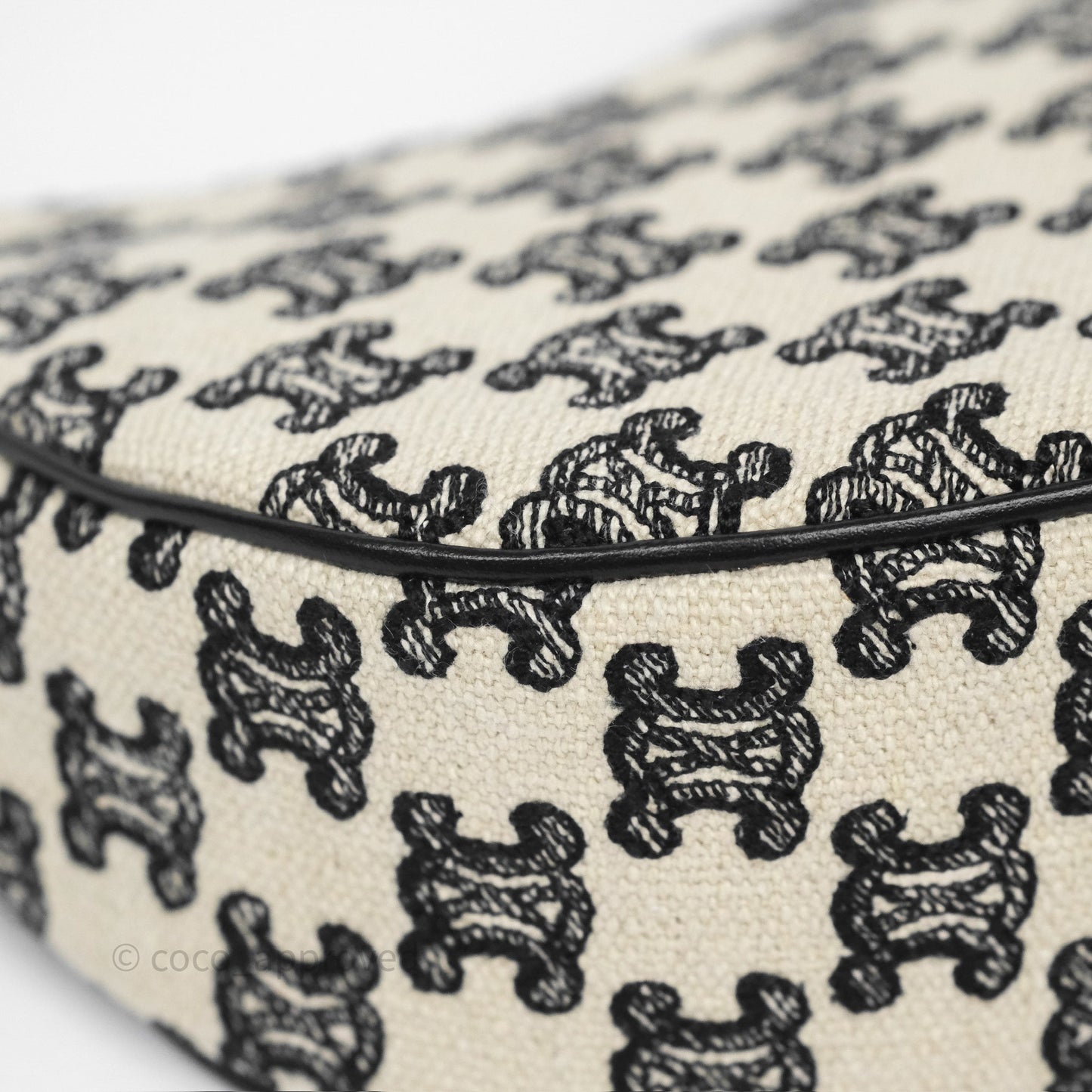 Celine Medium Ava Bag Triomphe Embroidered Black Natural