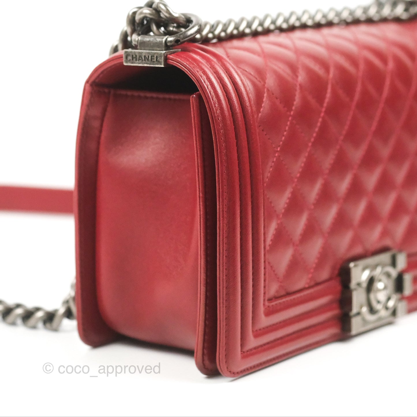 Chanel Quilted Medium Boy Dark Red Calfskin Ruthenium Hardware