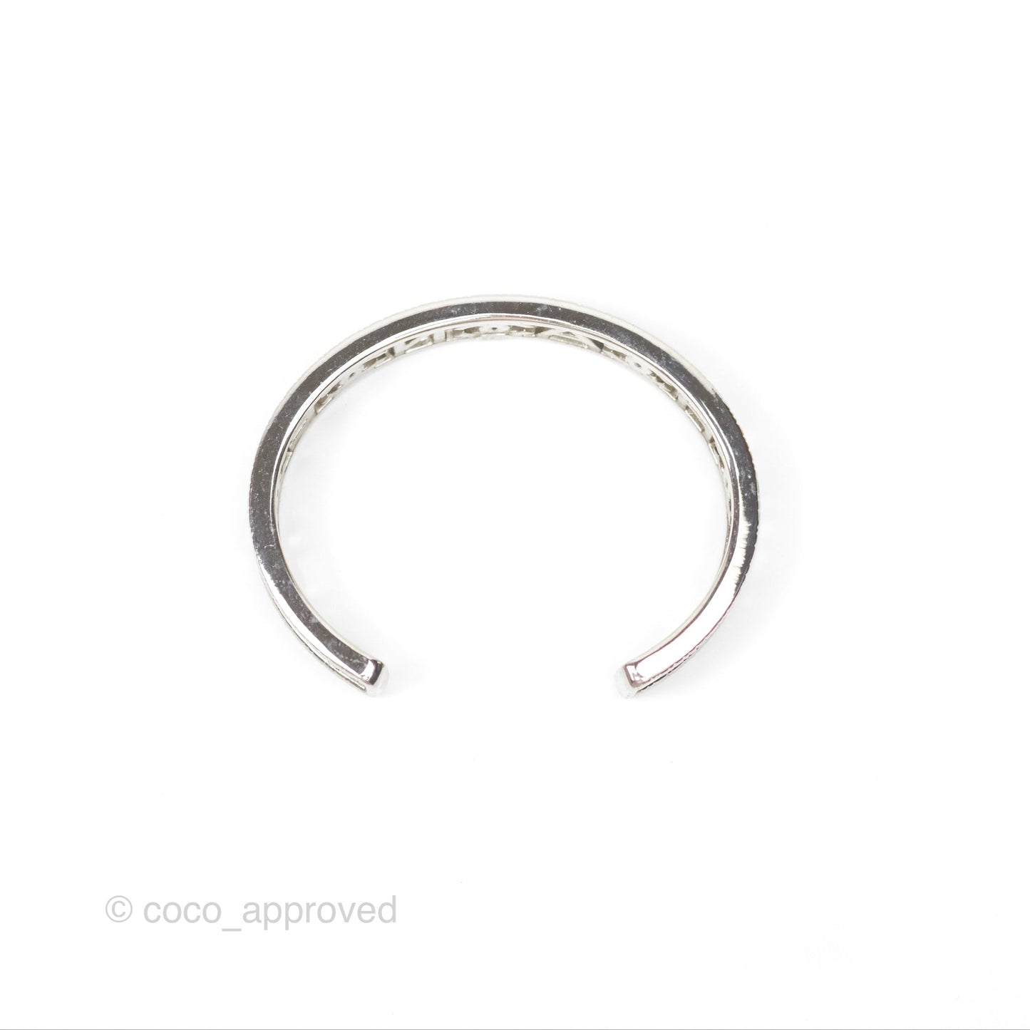 Chanel Logo CC Crystals Bangle Silver Tone 22A