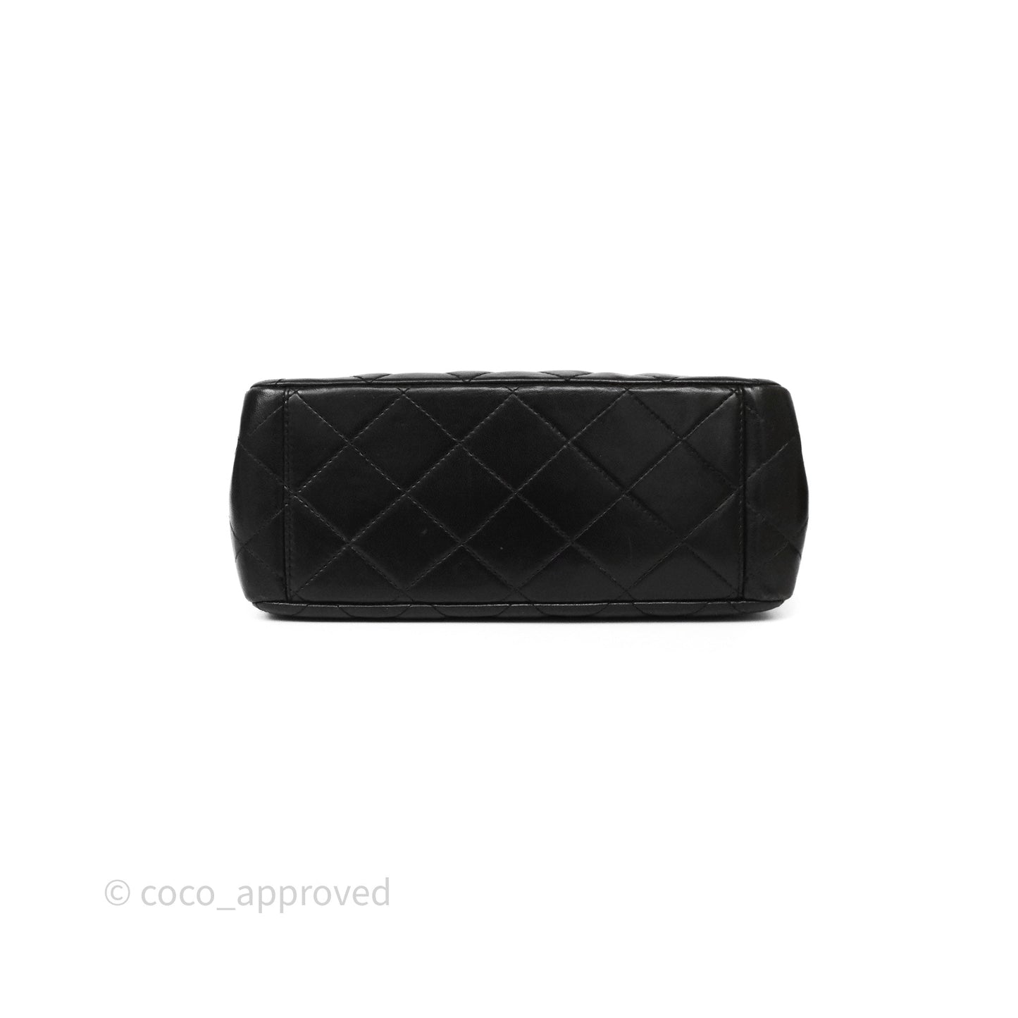 Chanel Vintage Half Moon Flap Shoulder Bag Black Lambskin 24K Gold Hardware
