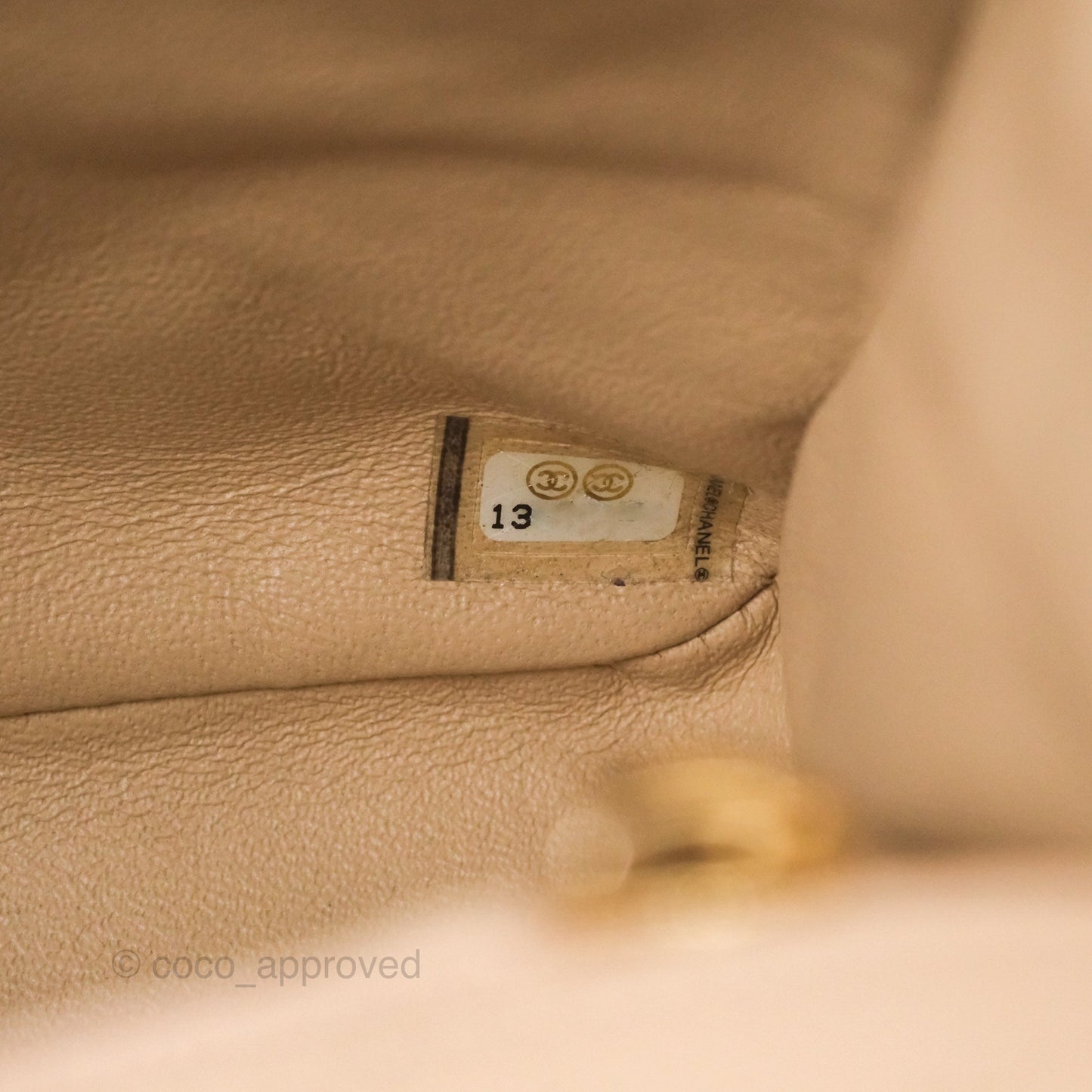 Chanel Jumbo Single Flap Quilted Beige Caviar Gold Hardware