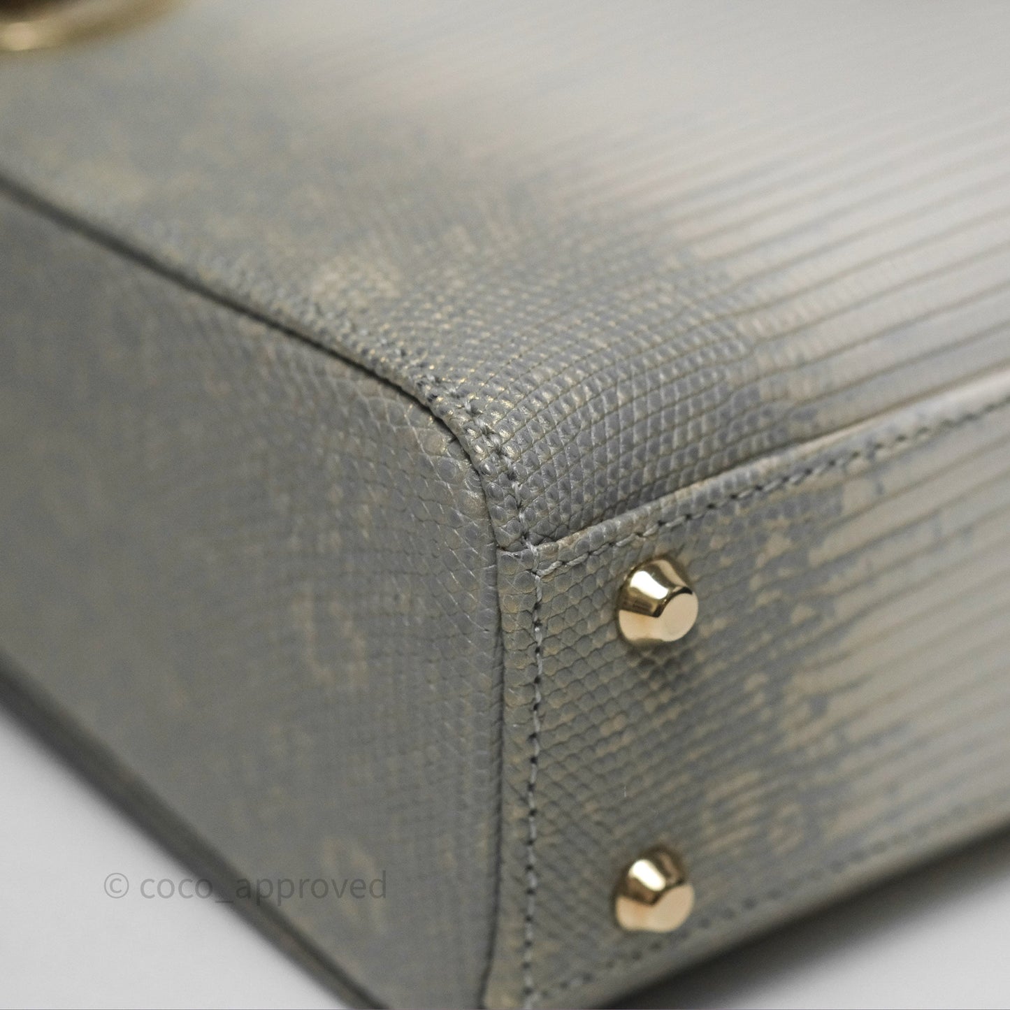 Dior Mini Lady Dior Ombre Grey White Lizard Gold Hardware