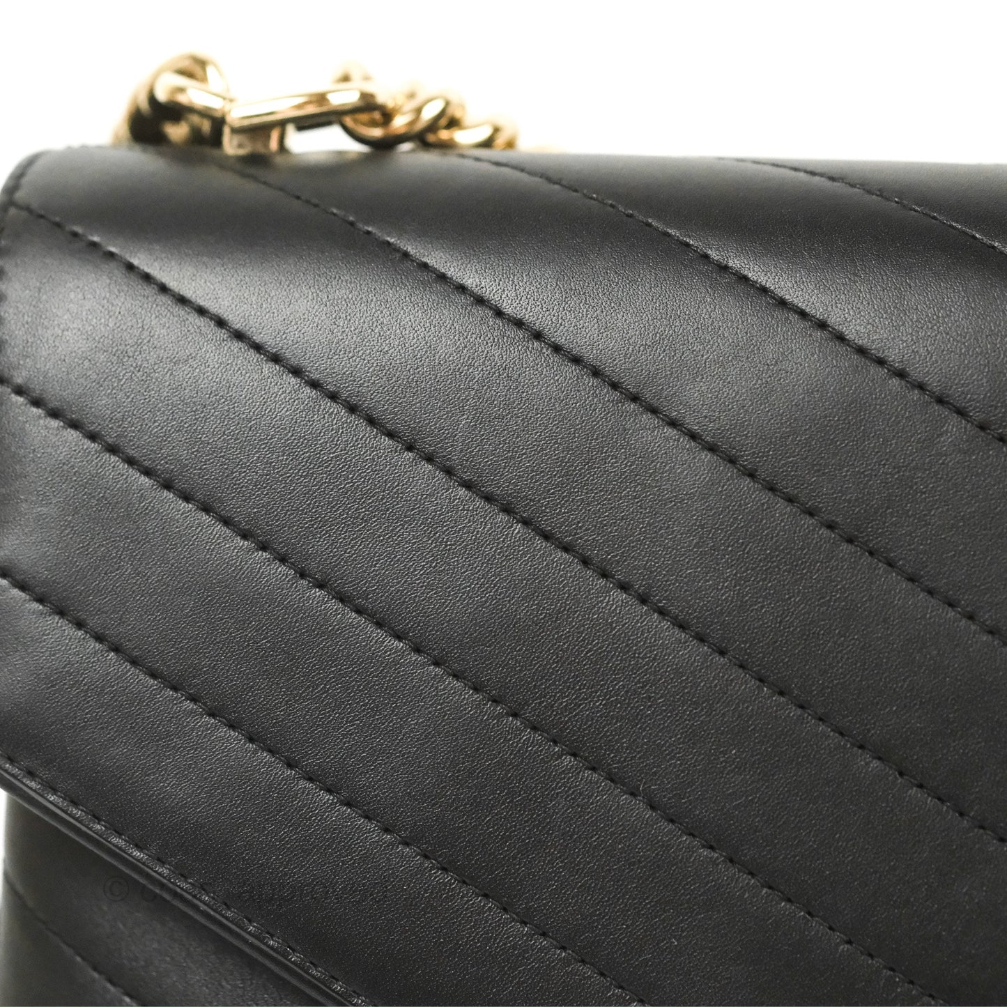 Chanel Chevron Stitched Coco Flap Bag Black Calfskin Gold Hardware