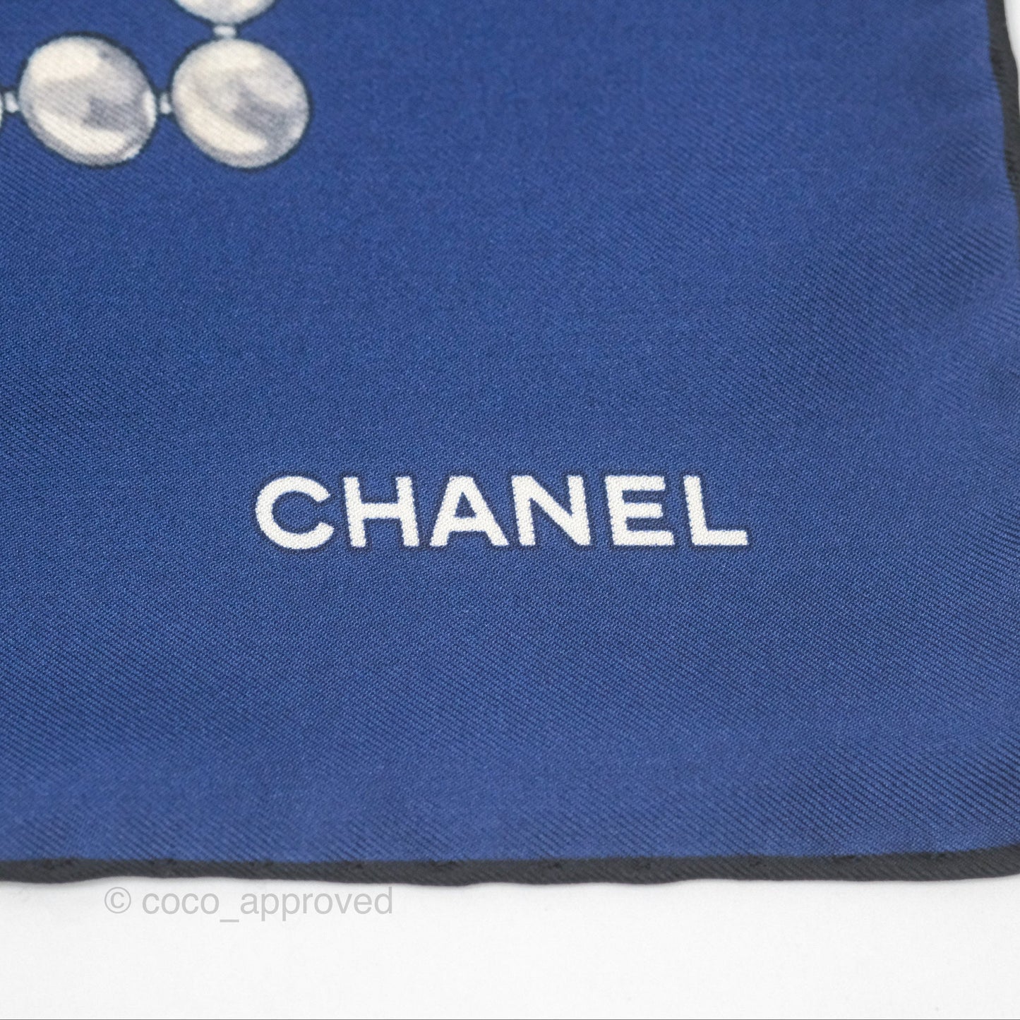 Chanel Square Silk Scarf 90 Navy