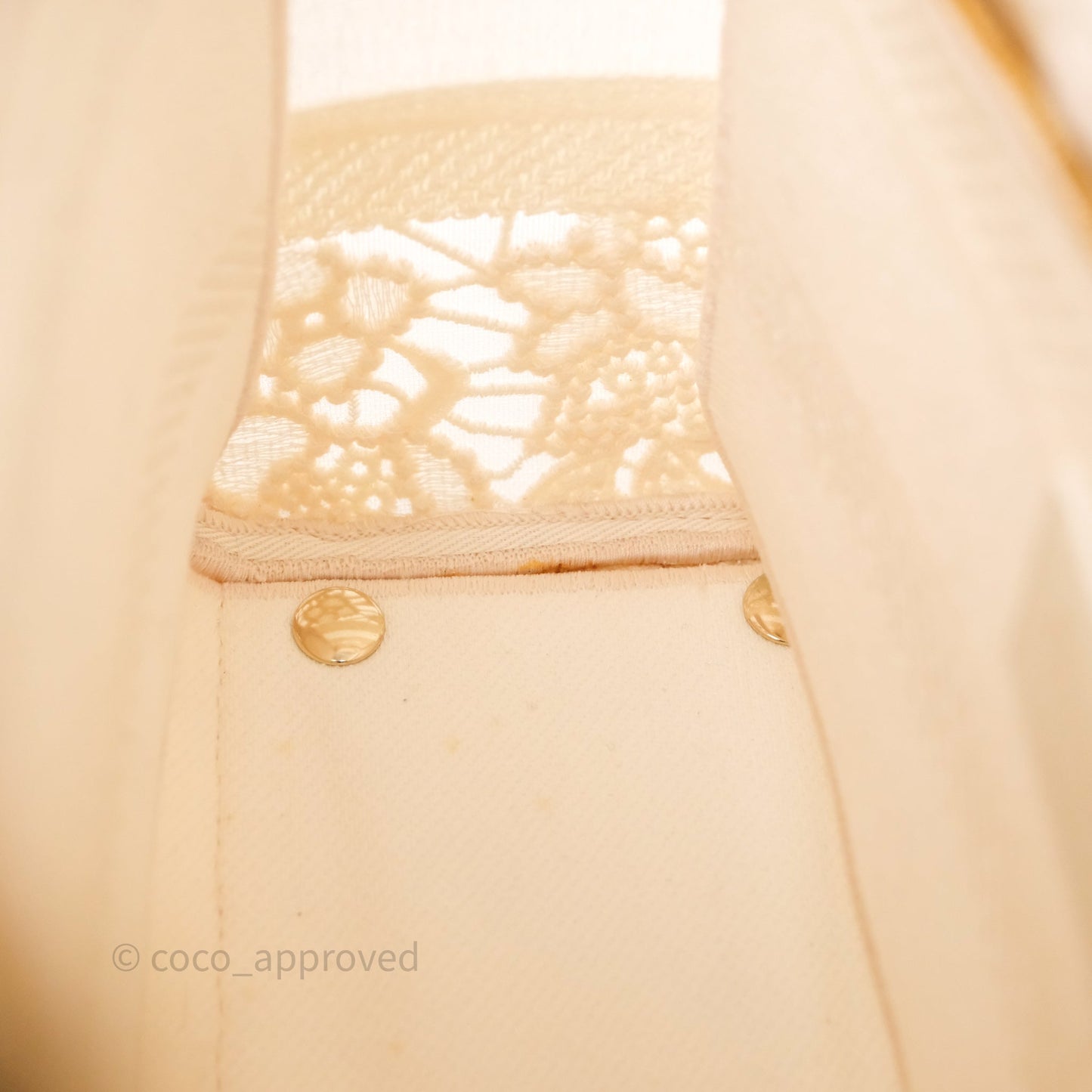 Christian Dior Lace Medium Lady Dior Ivory White Gold Hardware