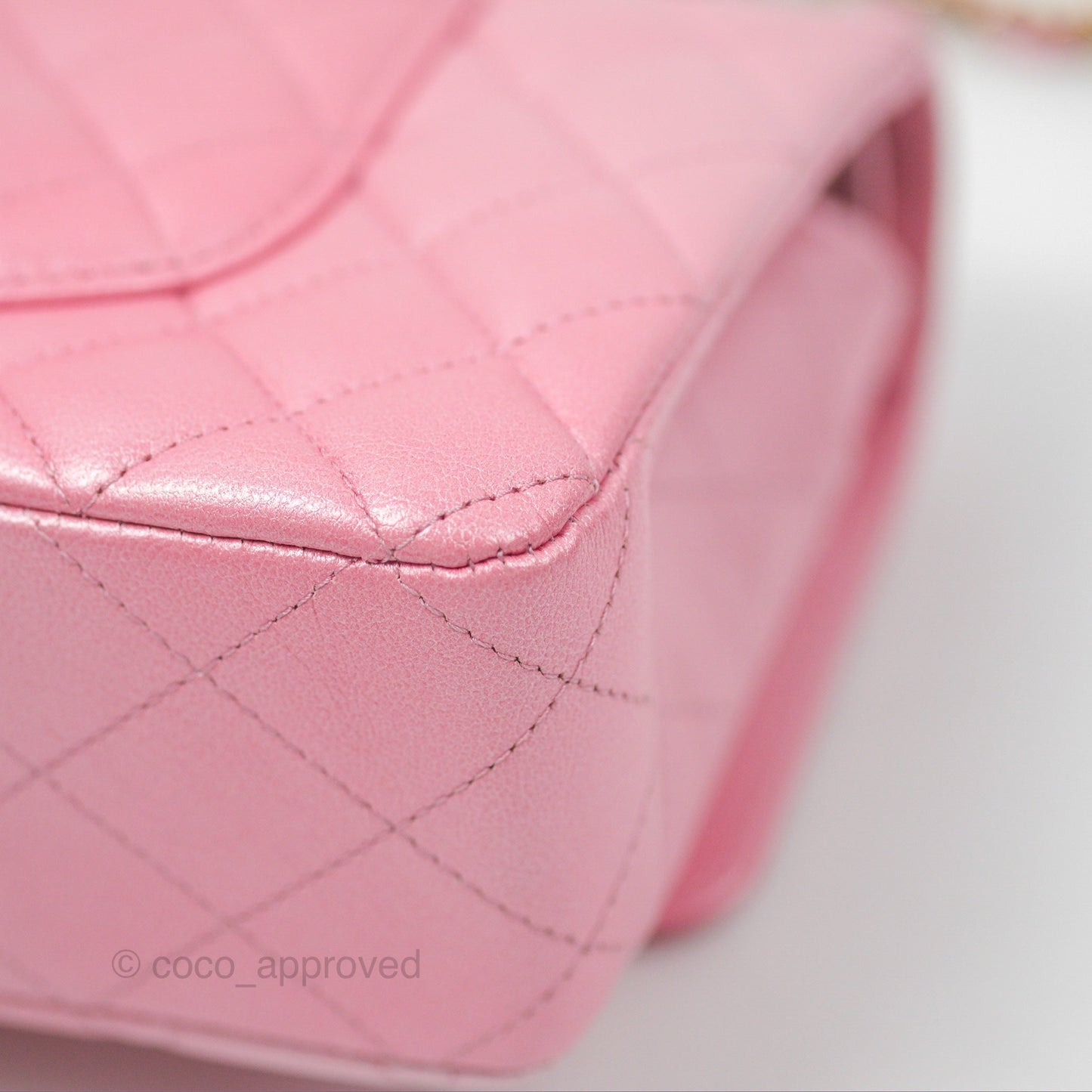 Chanel Classic M/L Medium Flap Quilted Pink Cloudy Pearly Goatskin Gold Hardware 23S