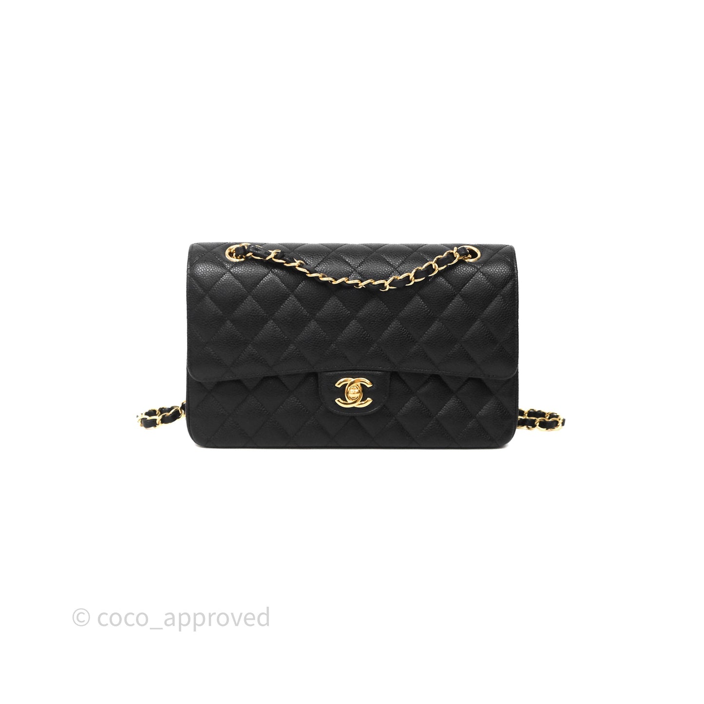 Chanel Classic Medium Flap Quilted Black Caviar Gold Hardware