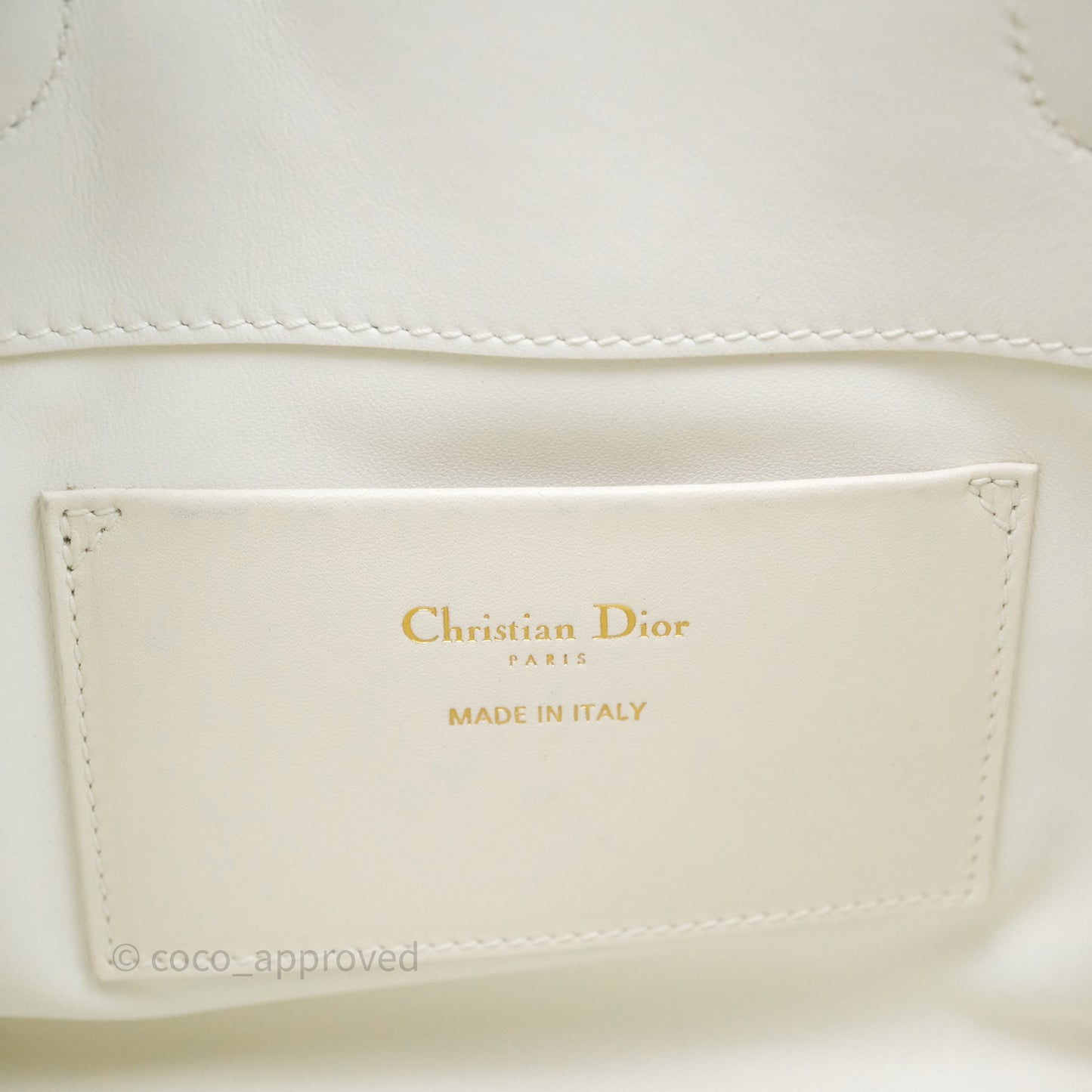 Christian Dior Small Toujours Vertical Tote Bag Latte Macrocannage Calfskin Gold Hardware
