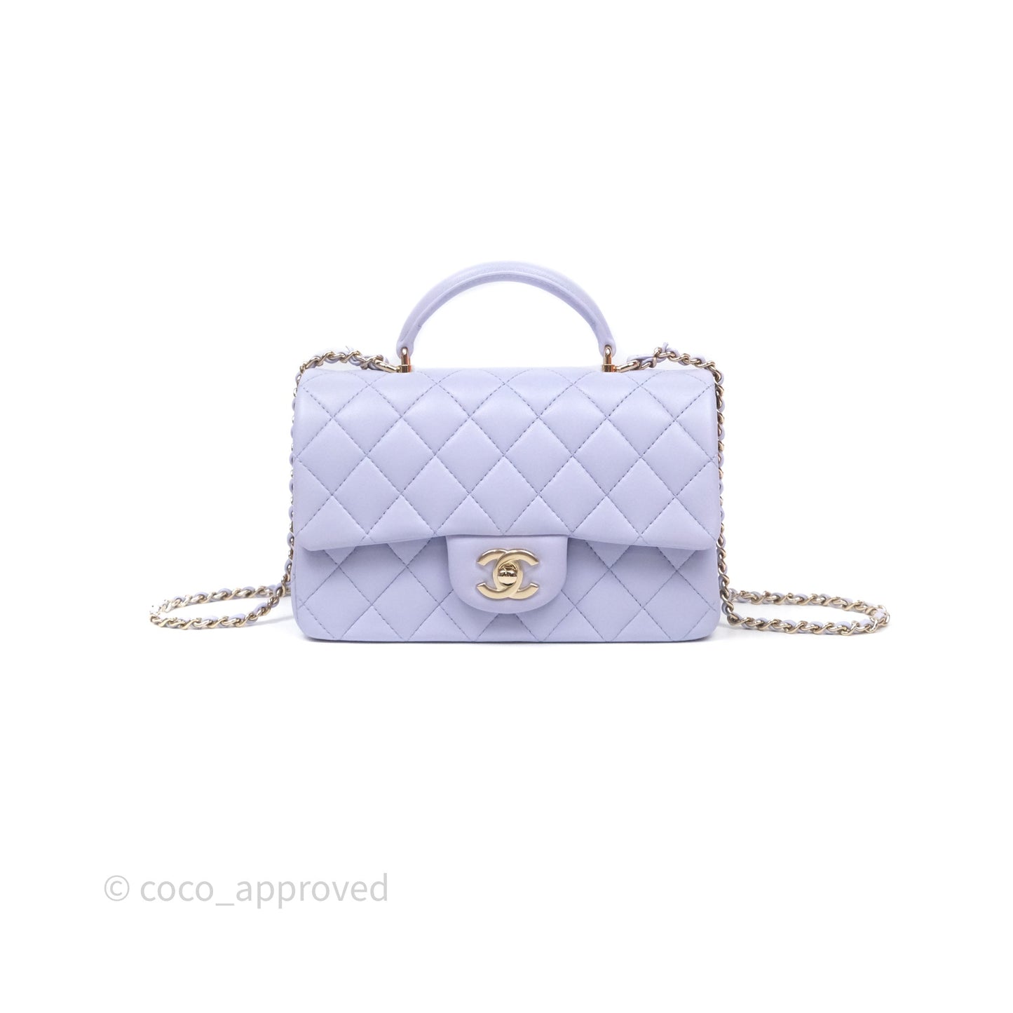 Chanel Top Handle Mini Rectangular Flap Bag Lilac Lambskin Gold Hardware