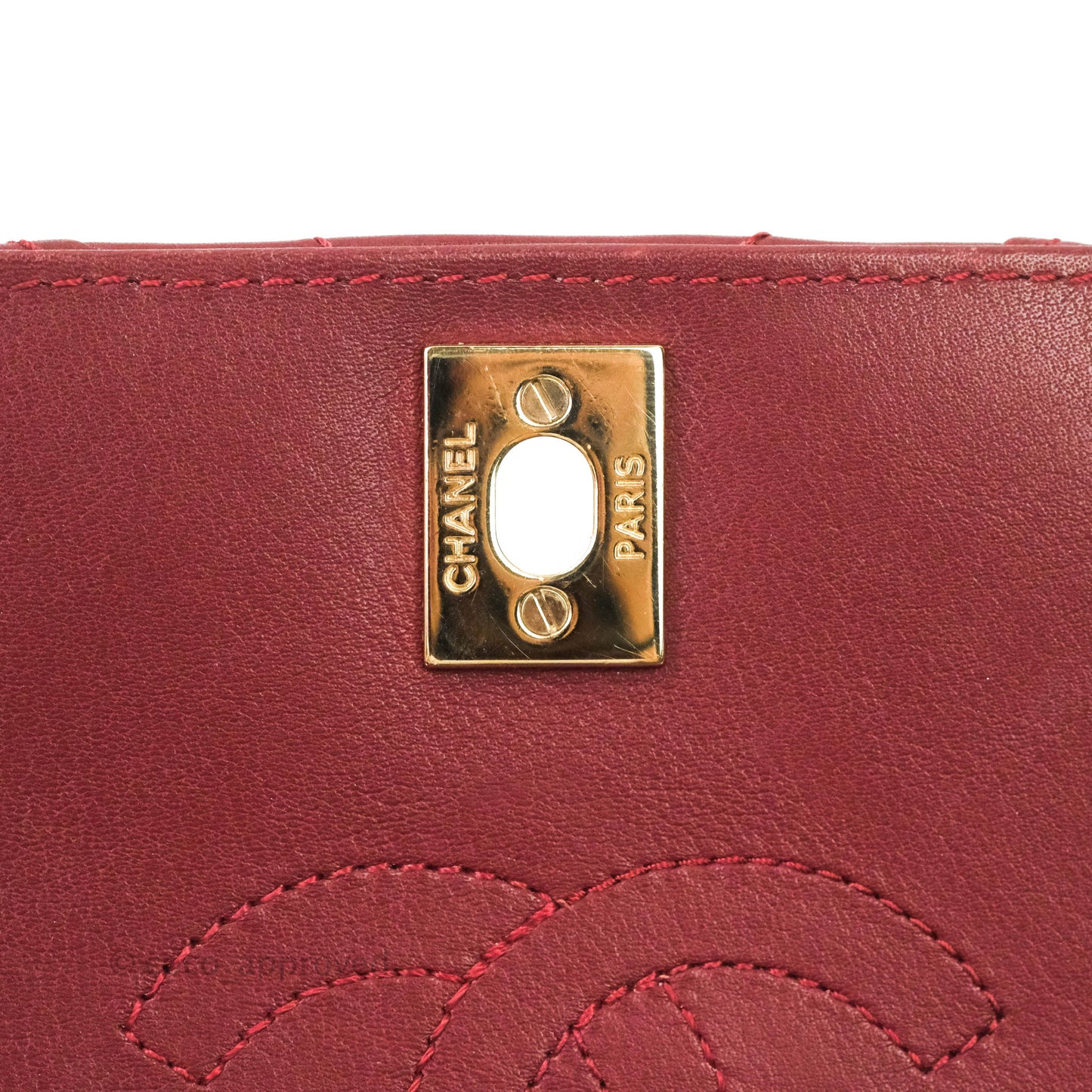 Chanel Small Statement Chevron Flap Bag Burgundy Lambskin Gold Hardware