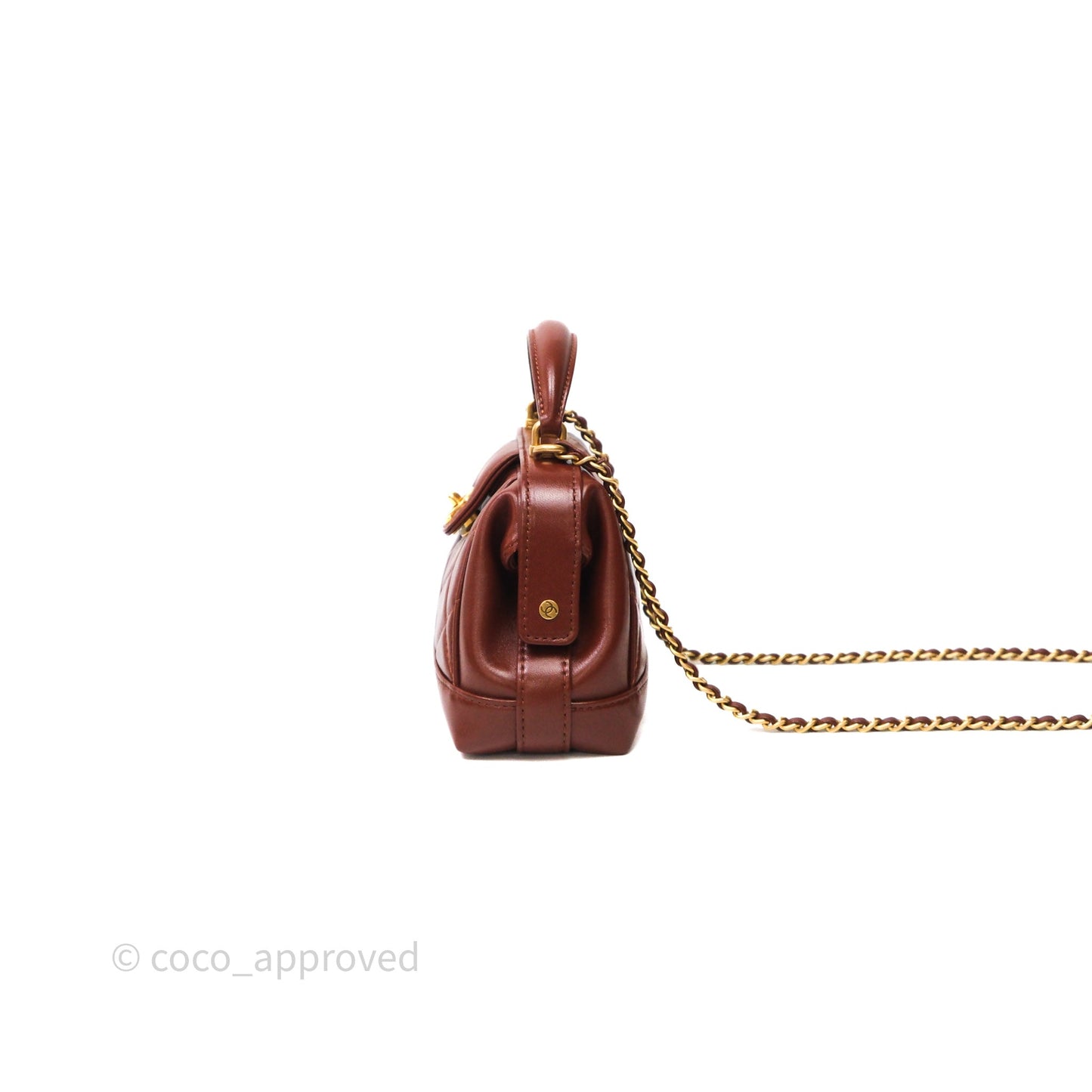 Chanel Mini Cocodoc Doctor Bag Quilted Brown Shiny Lambskin Aged Gold Hardware 24A