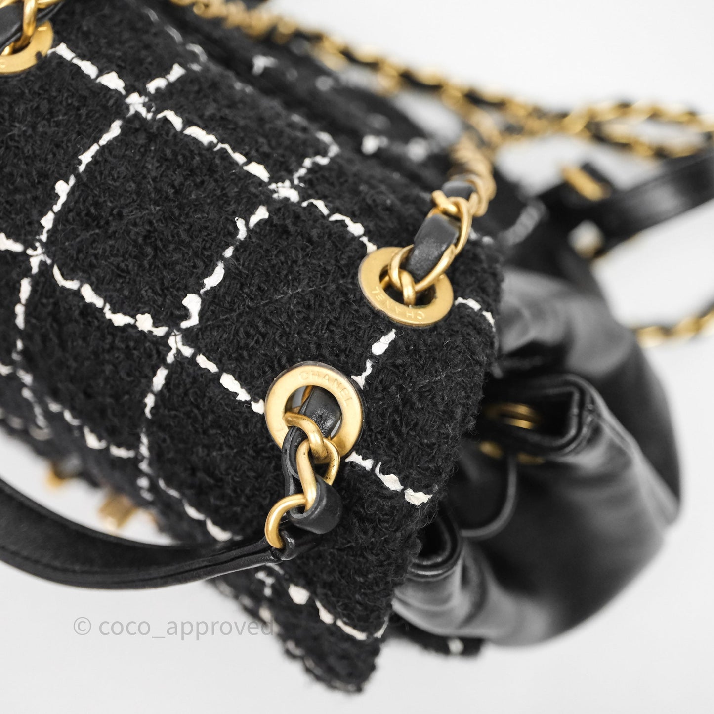 Chanel Duma Backpack Black Tweed Aged Gold Hardware
