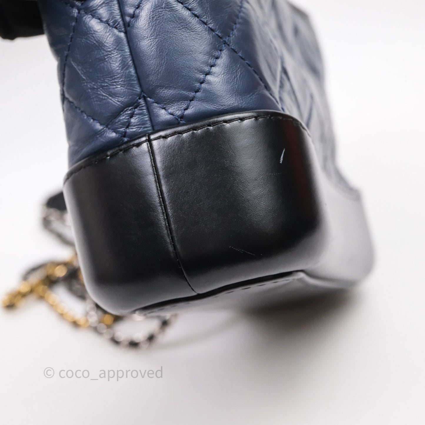 Chanel Quilted Small Gabrielle Hobo Navy Black Aged Calfskin Mixed Hardware