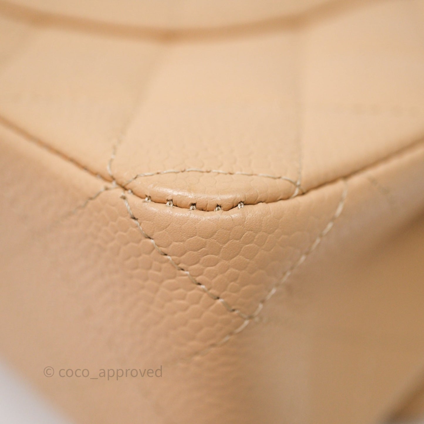 Chanel Classic M/L Medium Flap Quilted Beige Caviar Gold Hardware