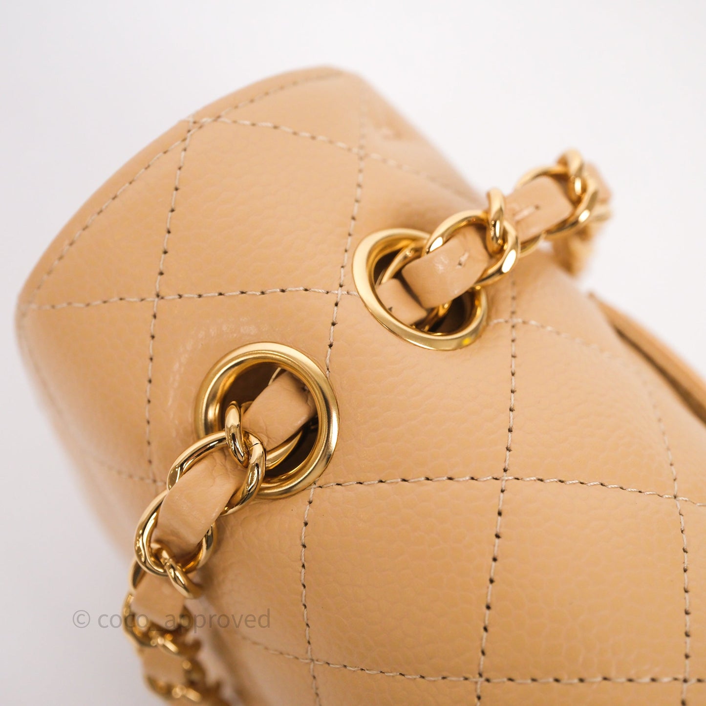 Chanel Classic M/L Medium Flap Quilted Beige Caviar Gold Hardware