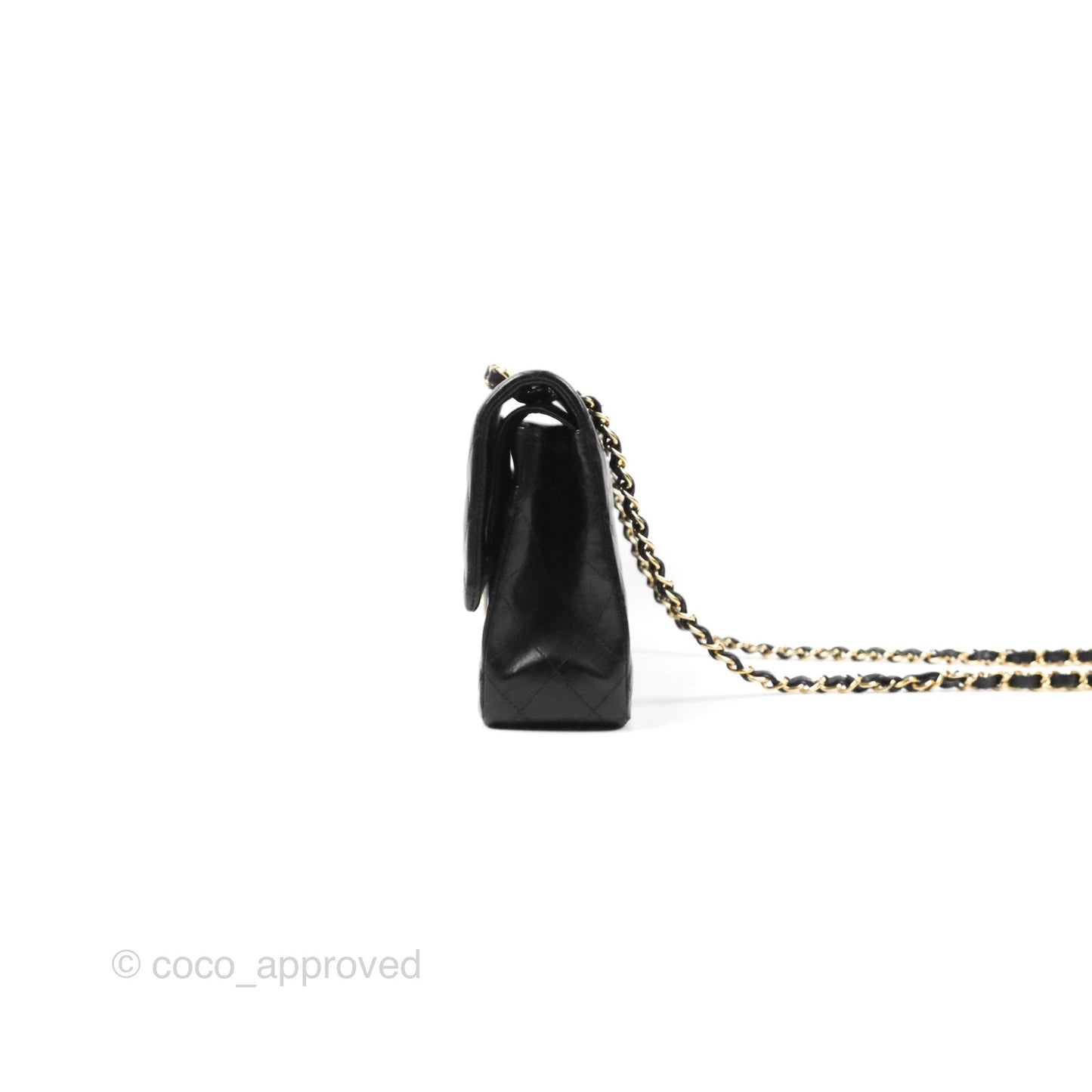 Chanel Classic M/L Medium Flap Quilted Black Lambskin Gold Hardware
