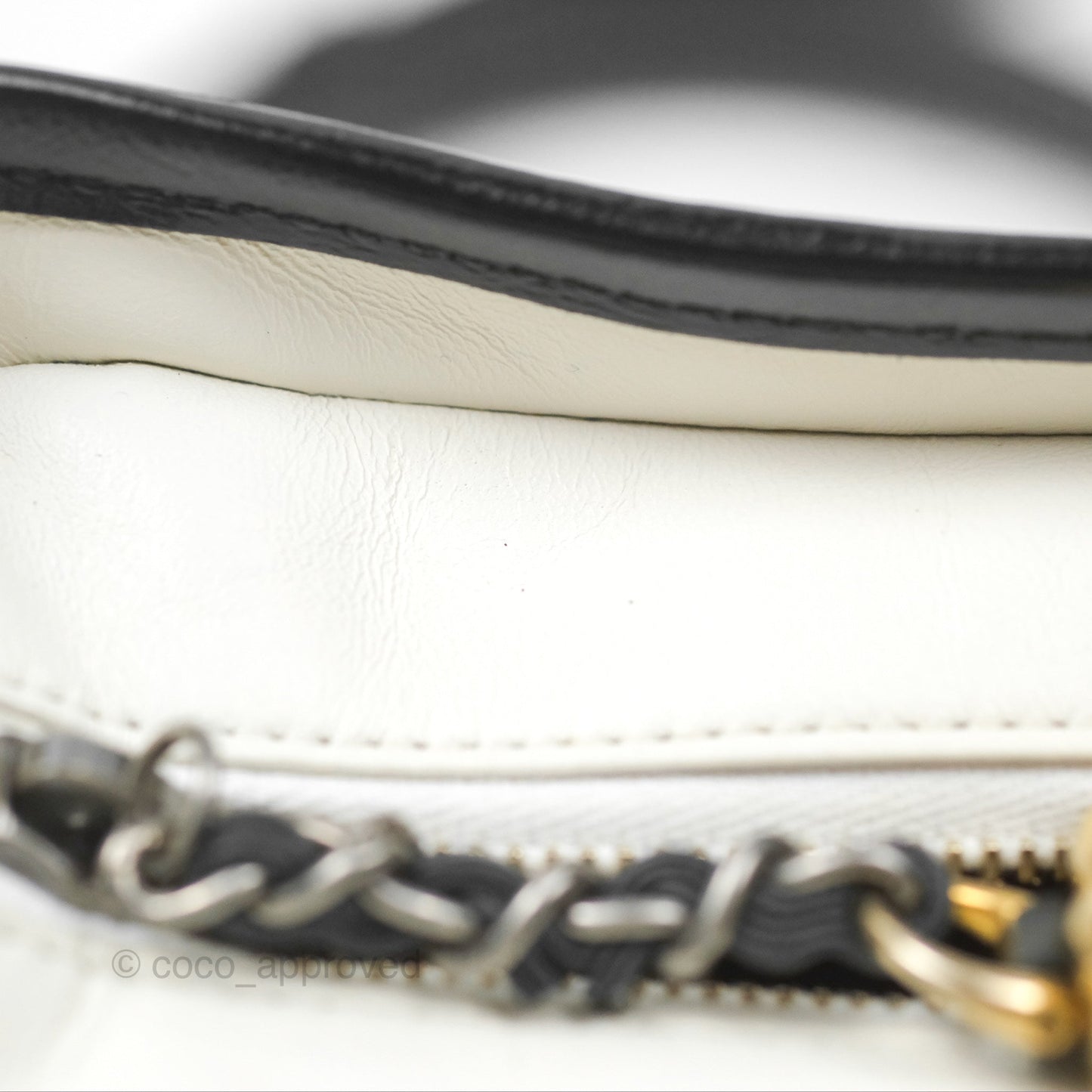 Chanel Small Gabrielle Hobo Quilted Black White Aged Calfskin