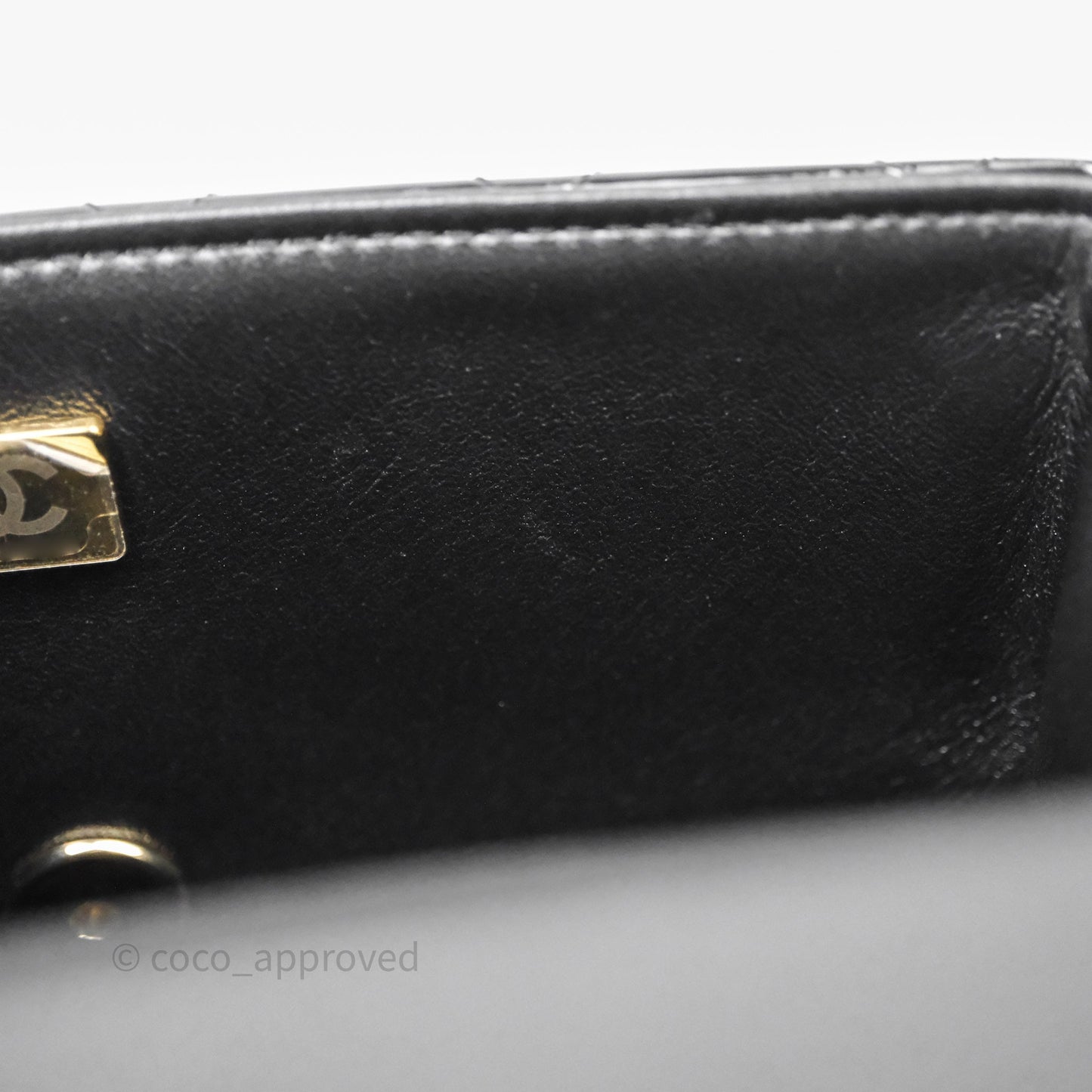 Chanel Top Handle Mini Rectangular Flap Black Patent Gold Hardware
