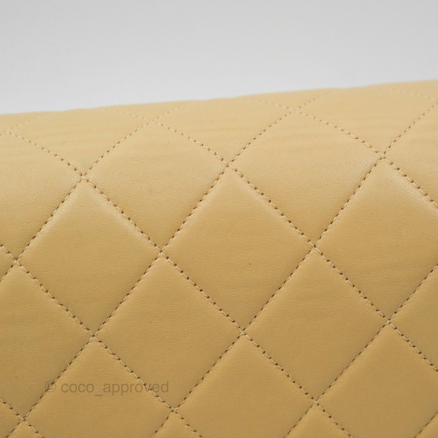 Chanel Vintage Double Sided Flap Bag Quilted Beige Lambskin Gold Hardware