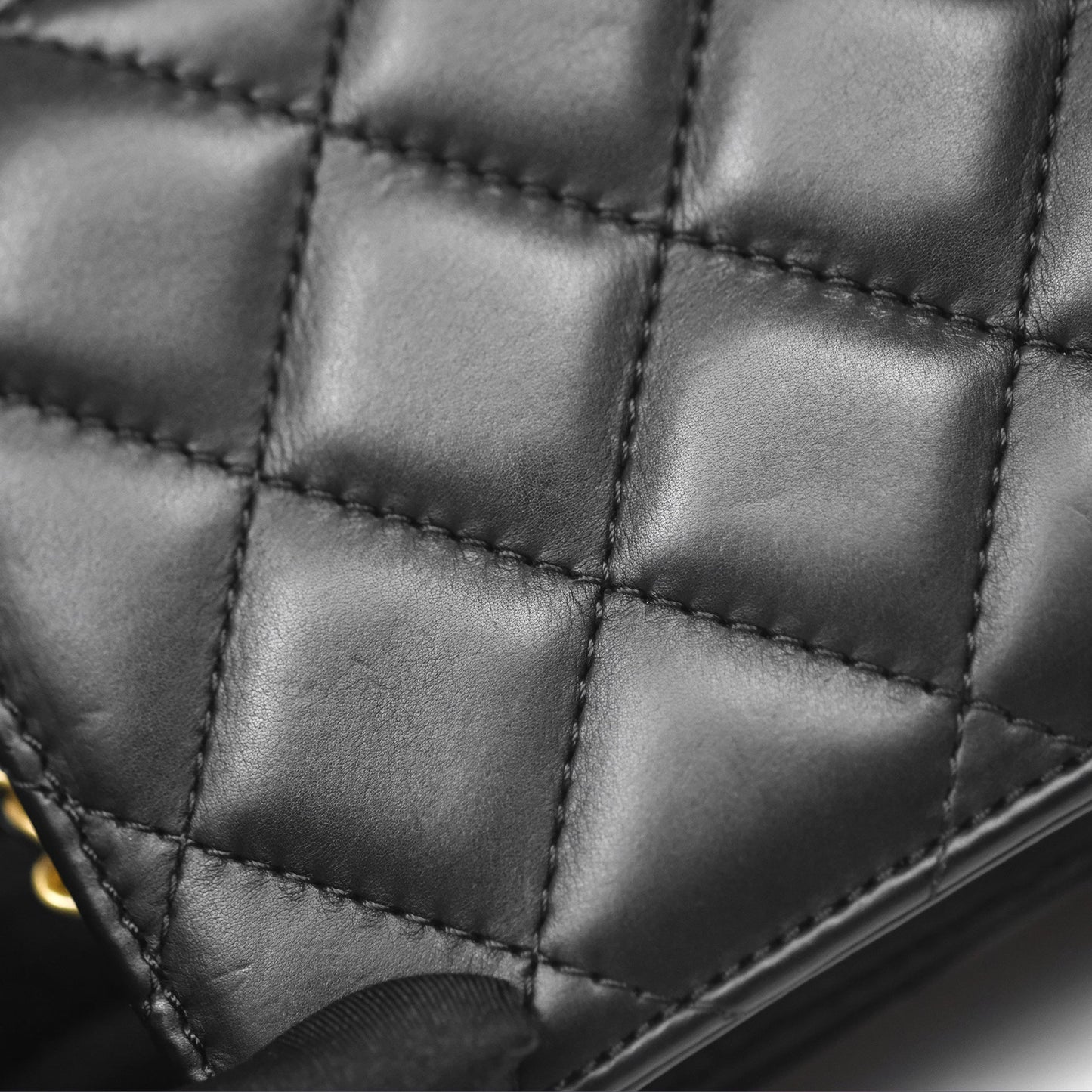 Chanel Quilted Side Chain Flap Bag Black Calfskin Aged Gold Hardware