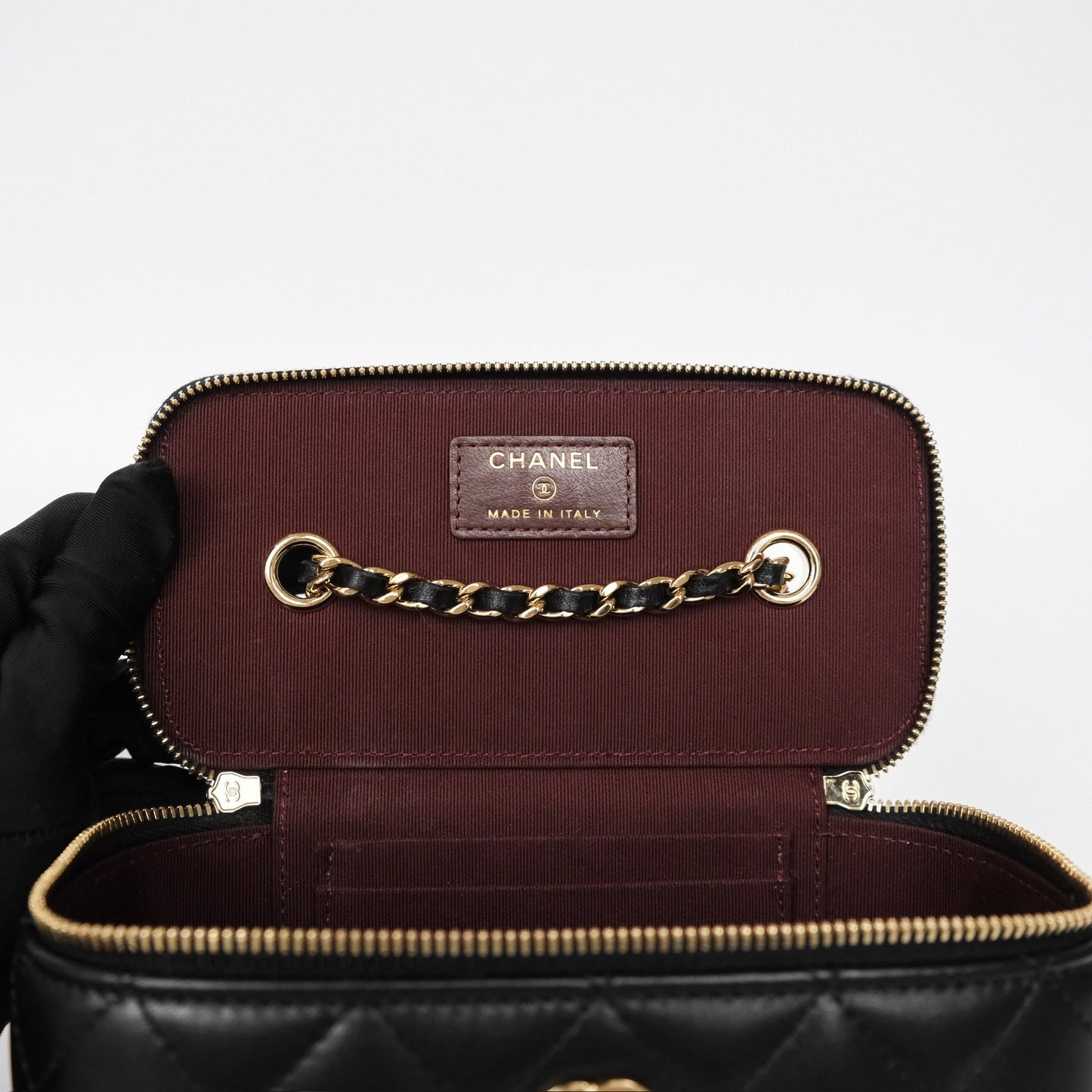 Chanel Classic Vanity with Chain Black Lambskin Gold Hardware