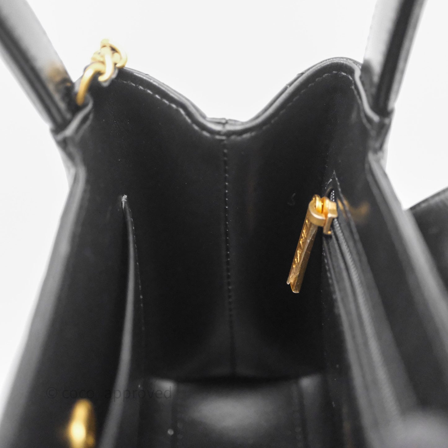 Chanel Kelly Bag Quilted Black Shiny Crumpled Calfskin Aged Gold Hardware