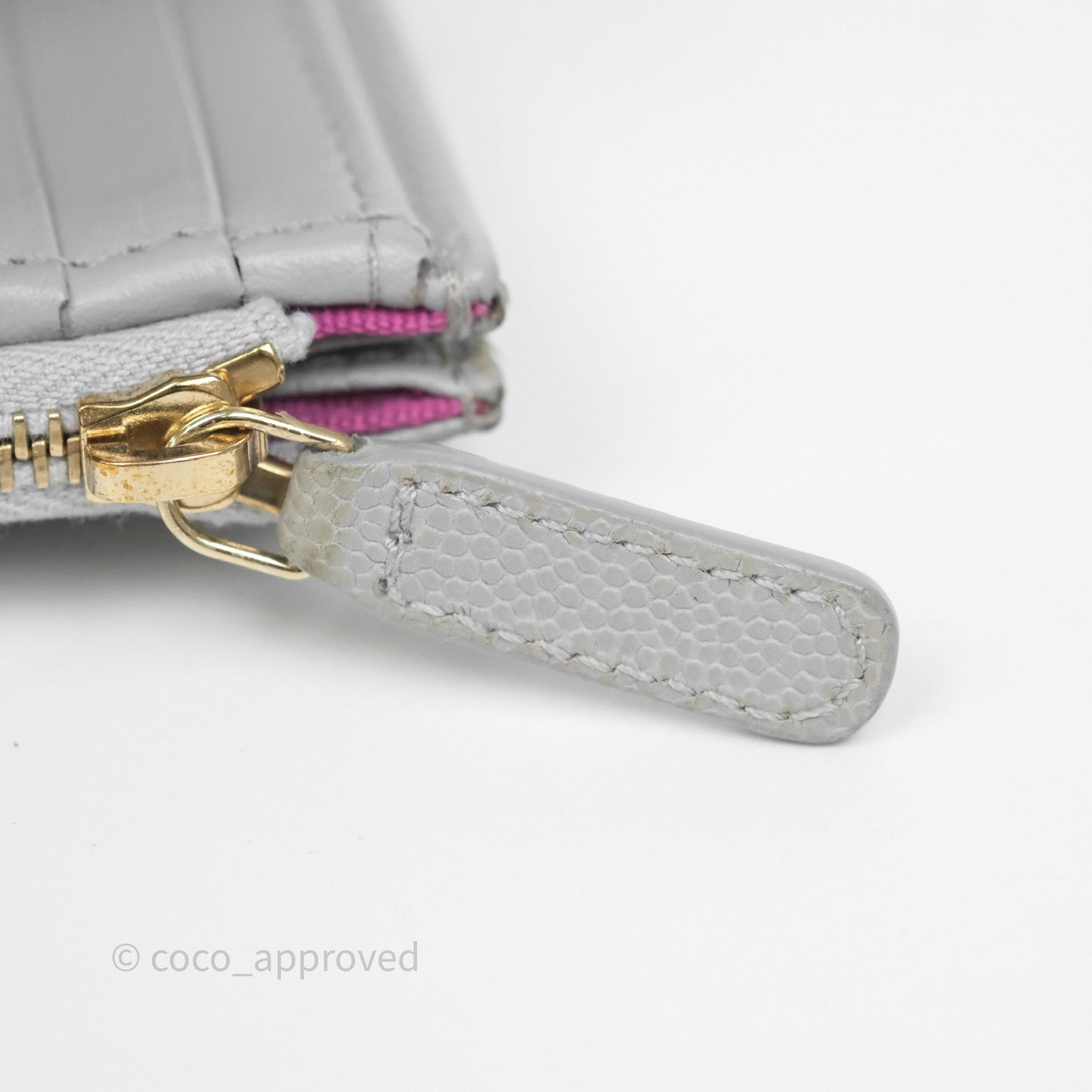 Chanel Quilted Short Wallet Grey Caviar Gold Hardware
