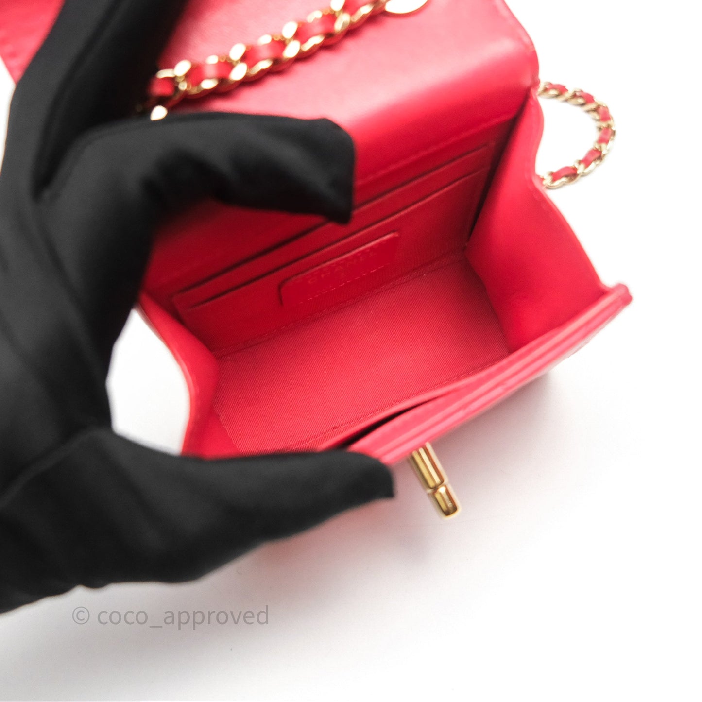 Chanel Mini Quilted Trendy CC Clutch With Chain Red Lambskin Gold Hardware