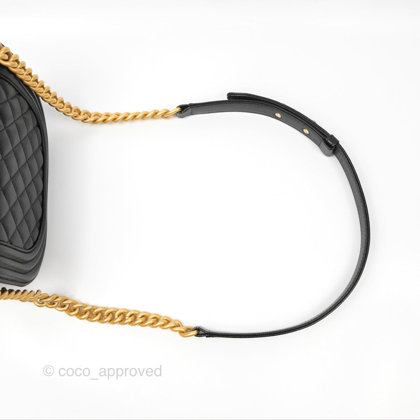 Chanel Boy Messenger Bag Black Caviar Aged Gold Hardware