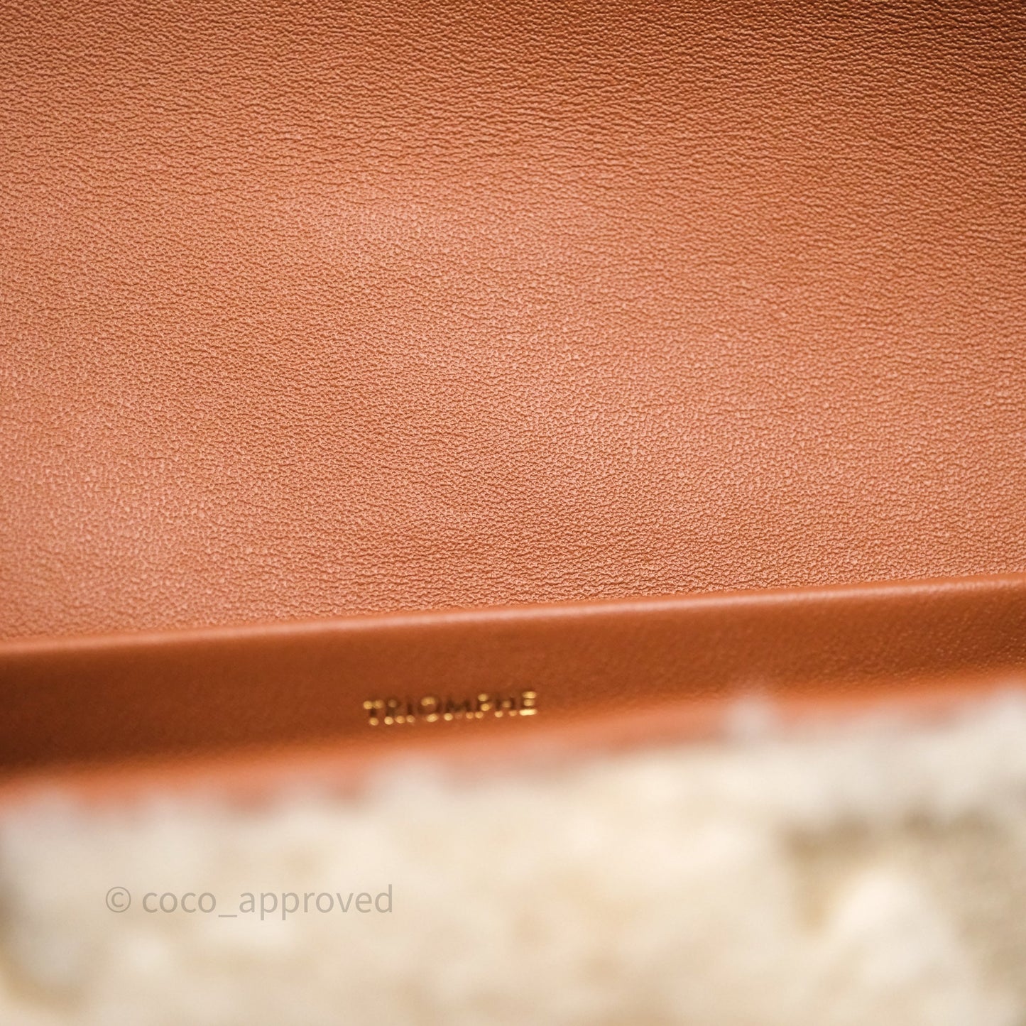 Celine Triomphe Shoulder Bag Beige Shearling