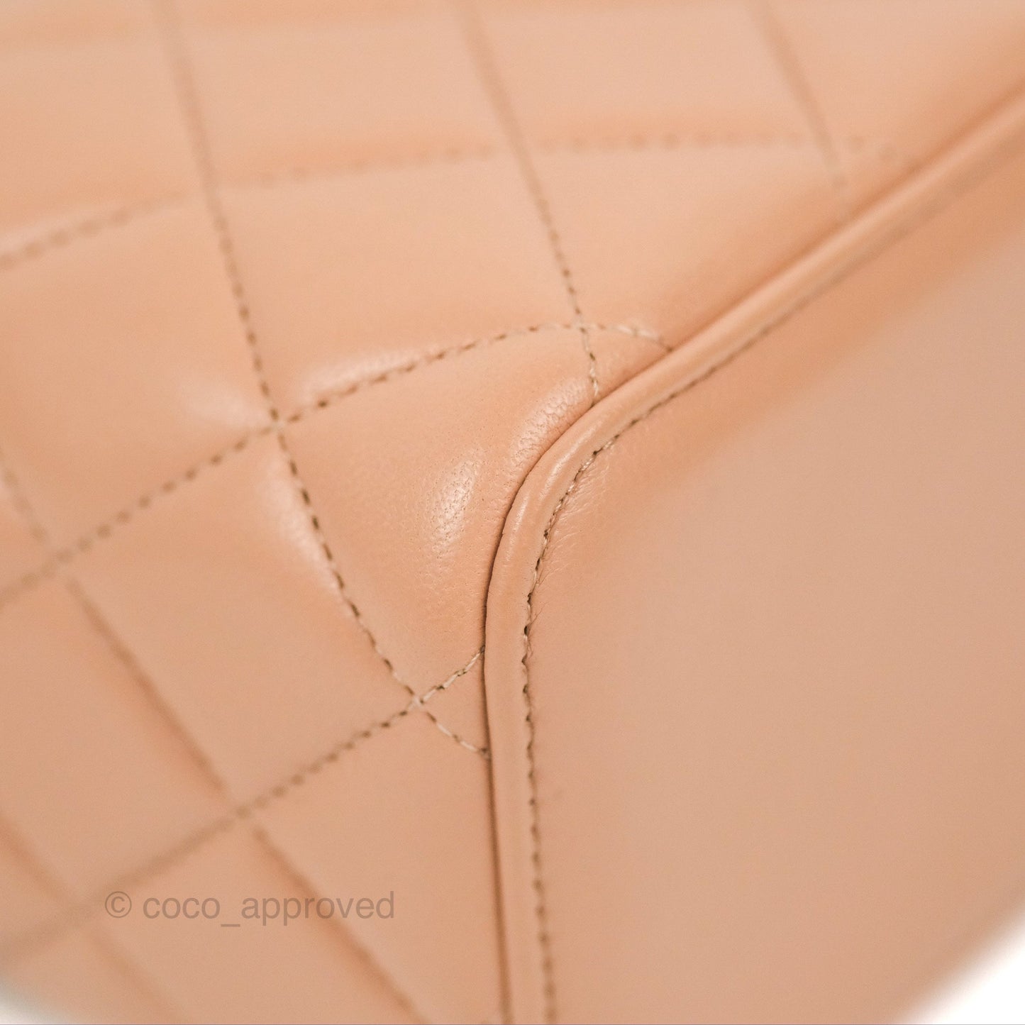 Chanel Vanity Rectangular Top Handle Beige Lambskin Gold Hardware