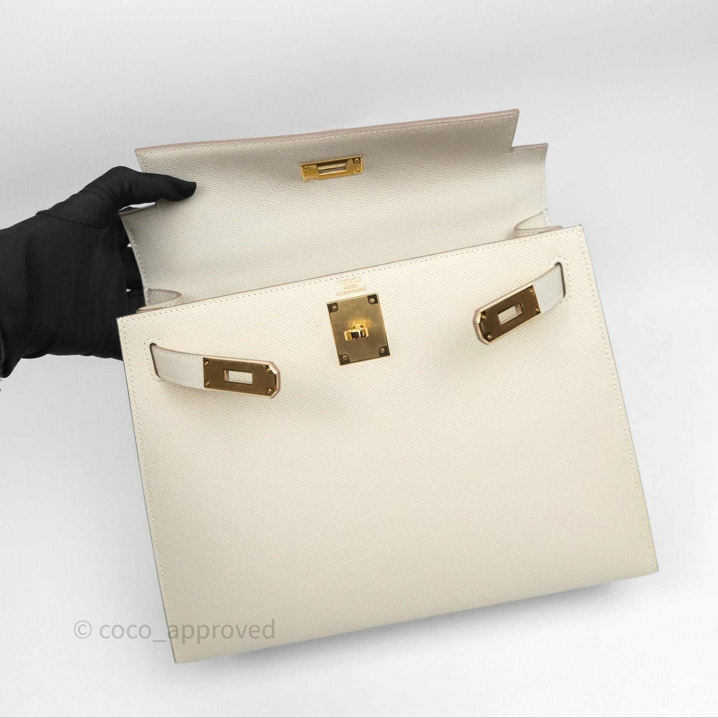 Hermès Kelly 28 Sellier Craie 10 Epsom Gold Hardware