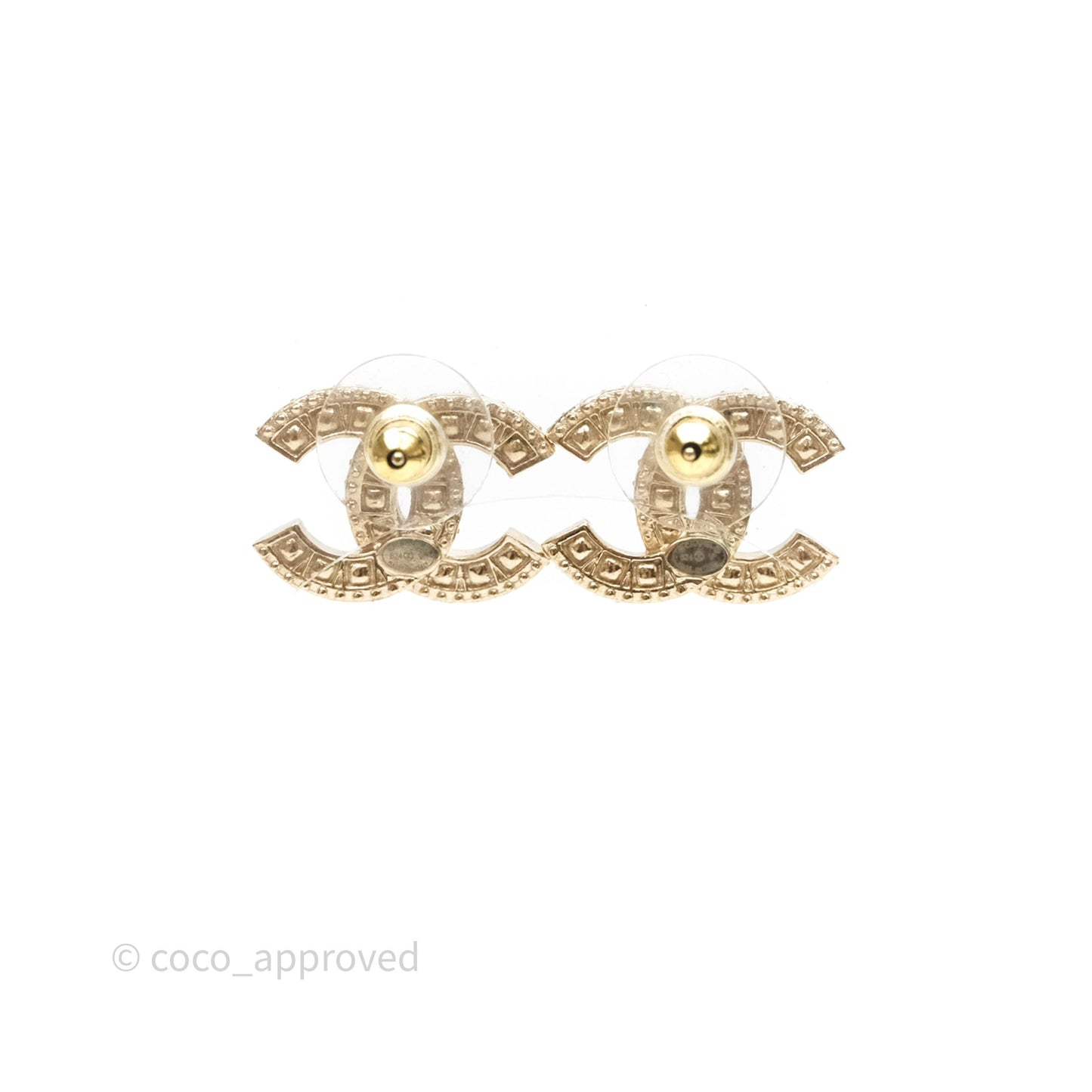 Chanel CC Crystal Earrings Gold Tone 24V