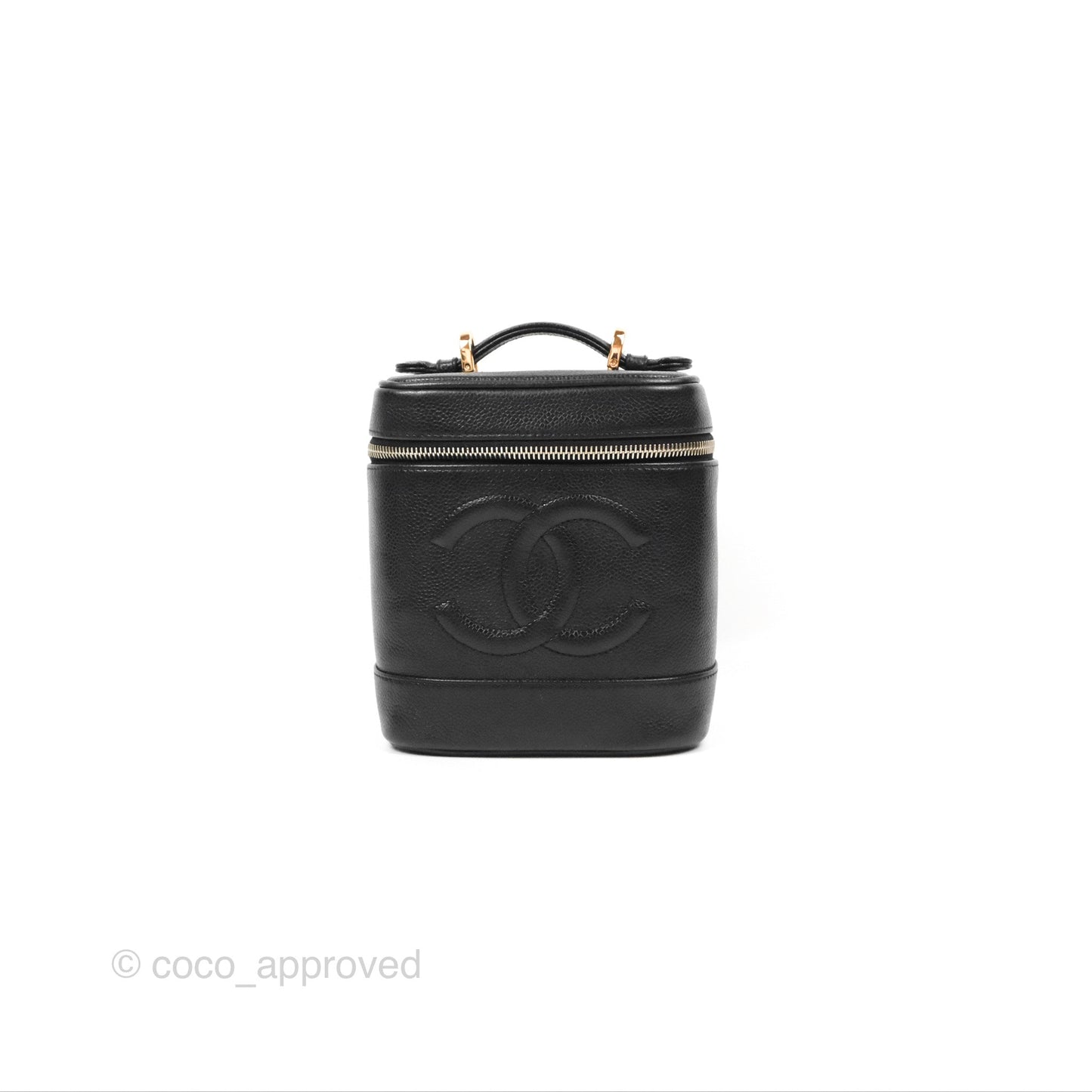 Chanel Vintage Vanity Case Black Caviar Gold Hardware