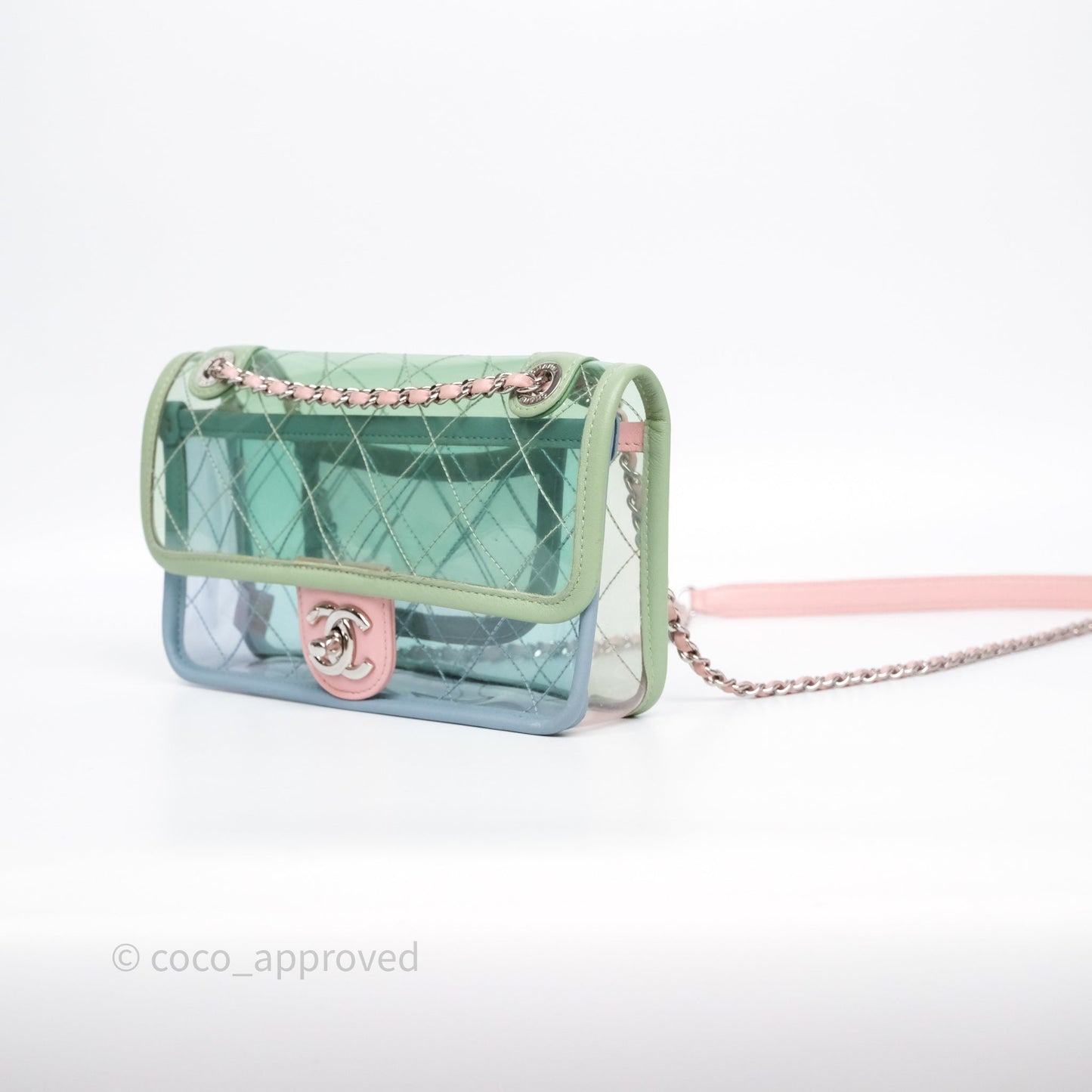 Chanel Coco Splash PVC Mini Flap Bag Blue/Green/Pink Silver Hardware