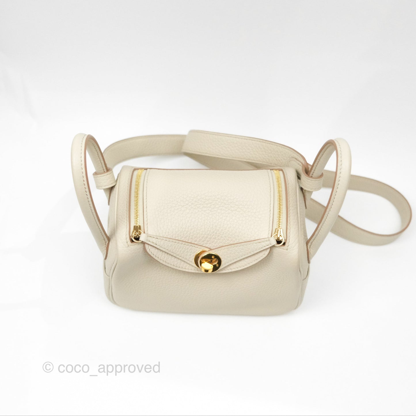 Hermès Mini Lindy 20 Beton Clemence Gold Hardware